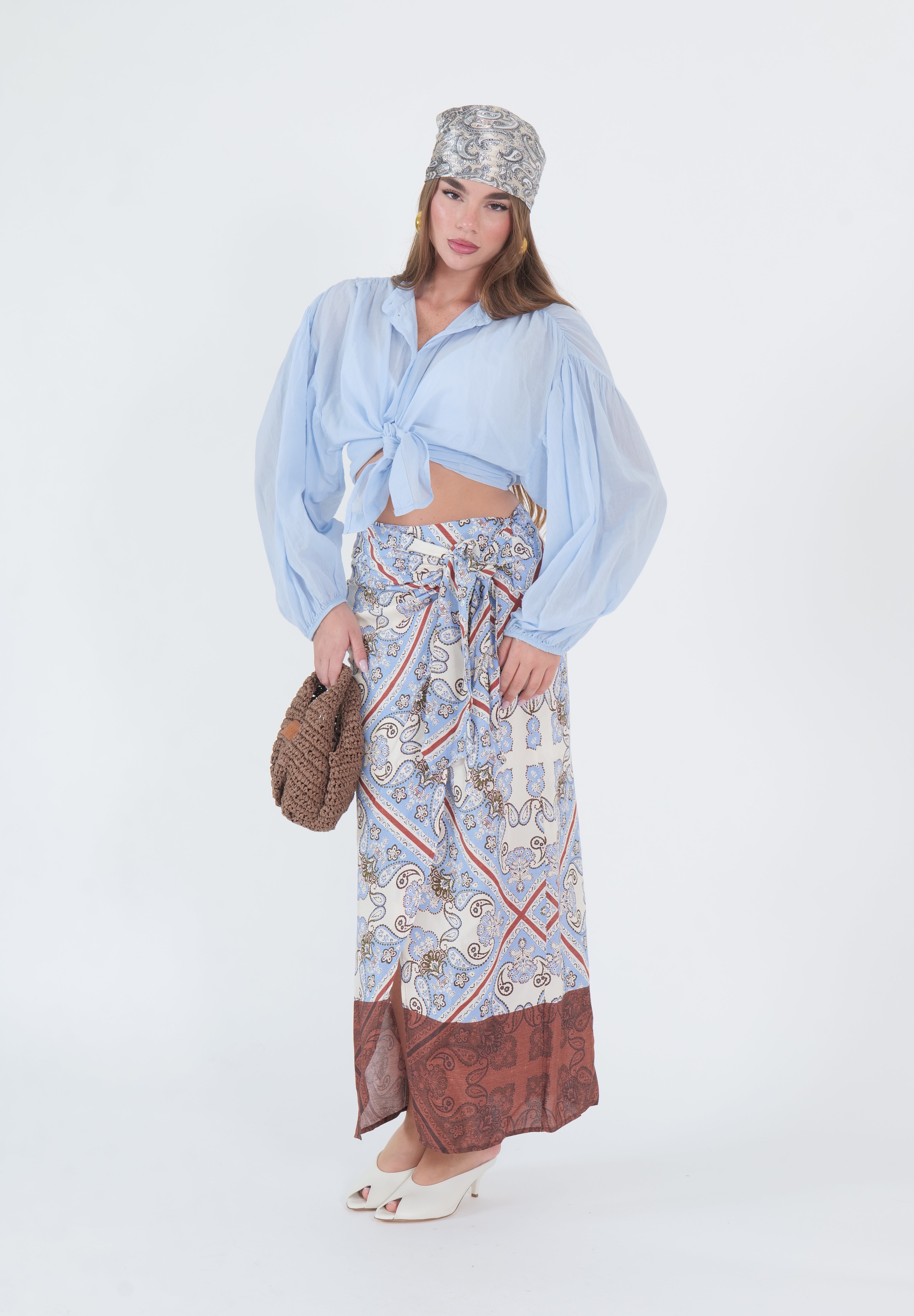 CAMICIA MUSSOLA AZZURRA