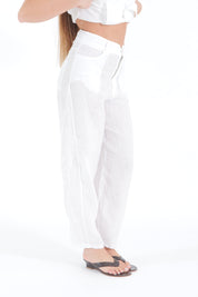 PANTALONE LINO BIANCO