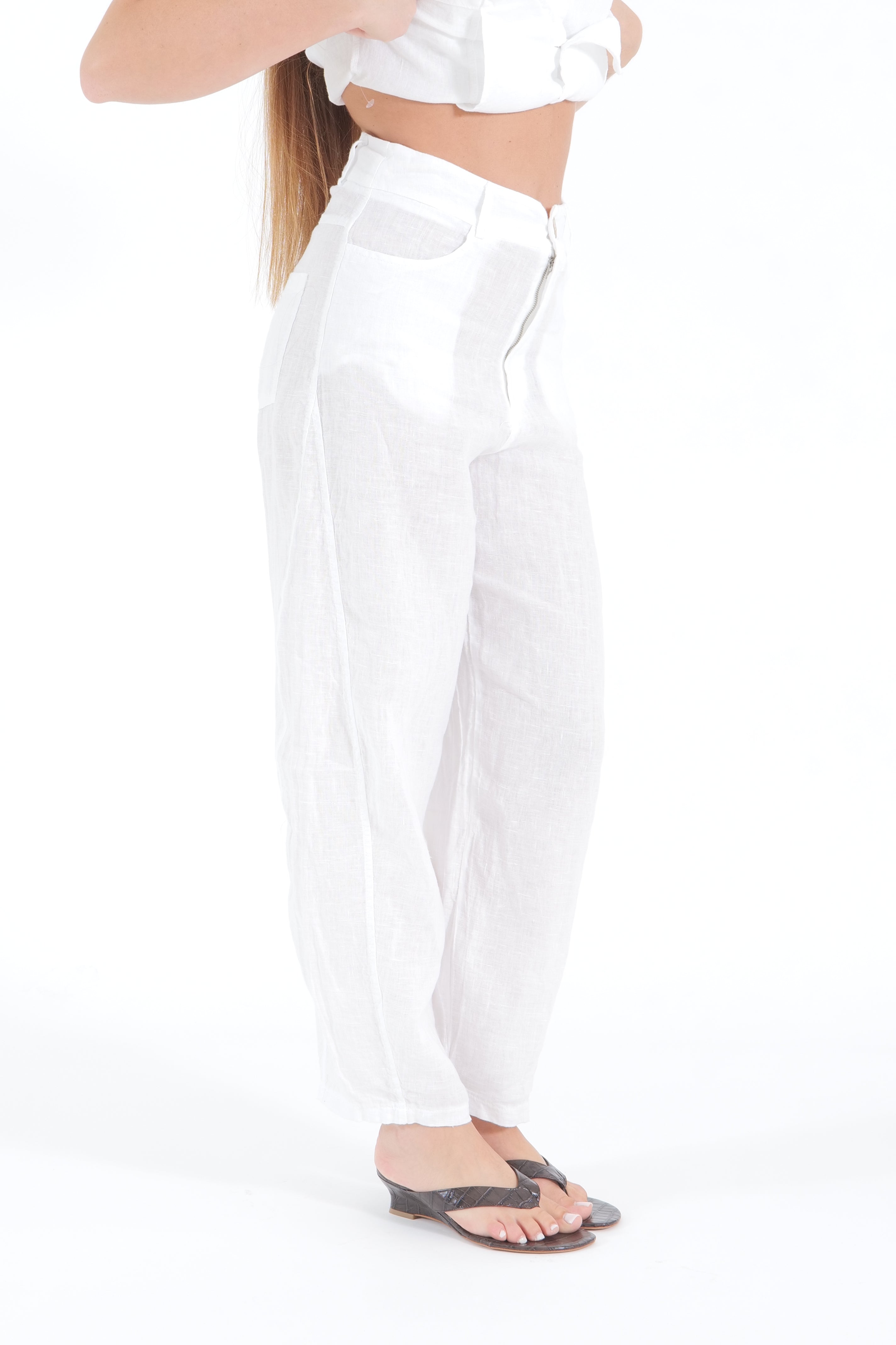 PANTALONE LINO BIANCO