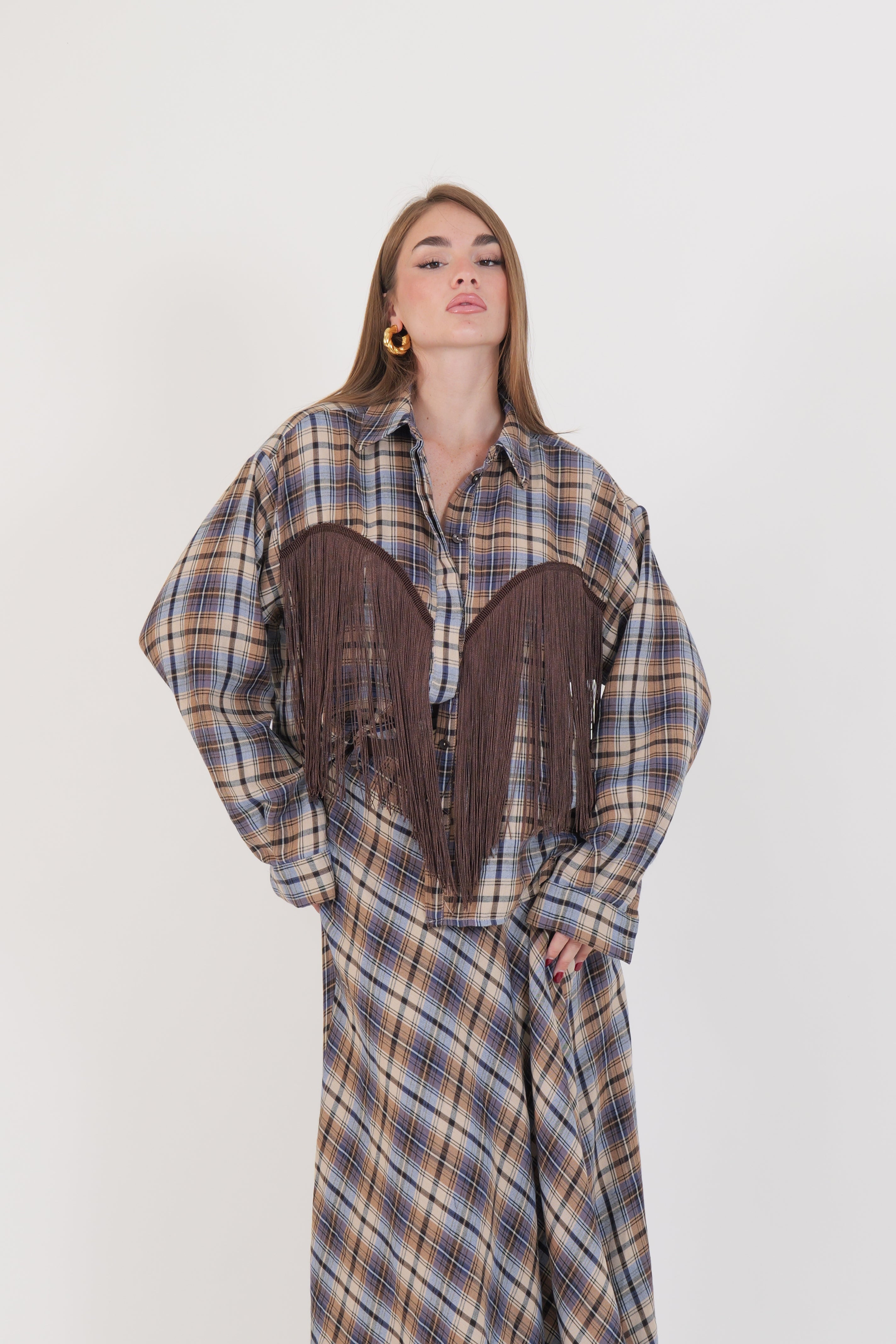 CAMICIA FRANGE MORO/CAMMELLO/AZZURRA