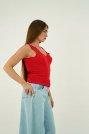 TOP SCOLLO V ROSSO