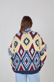 CARDIGAN ROMBI ALL OVER BLU