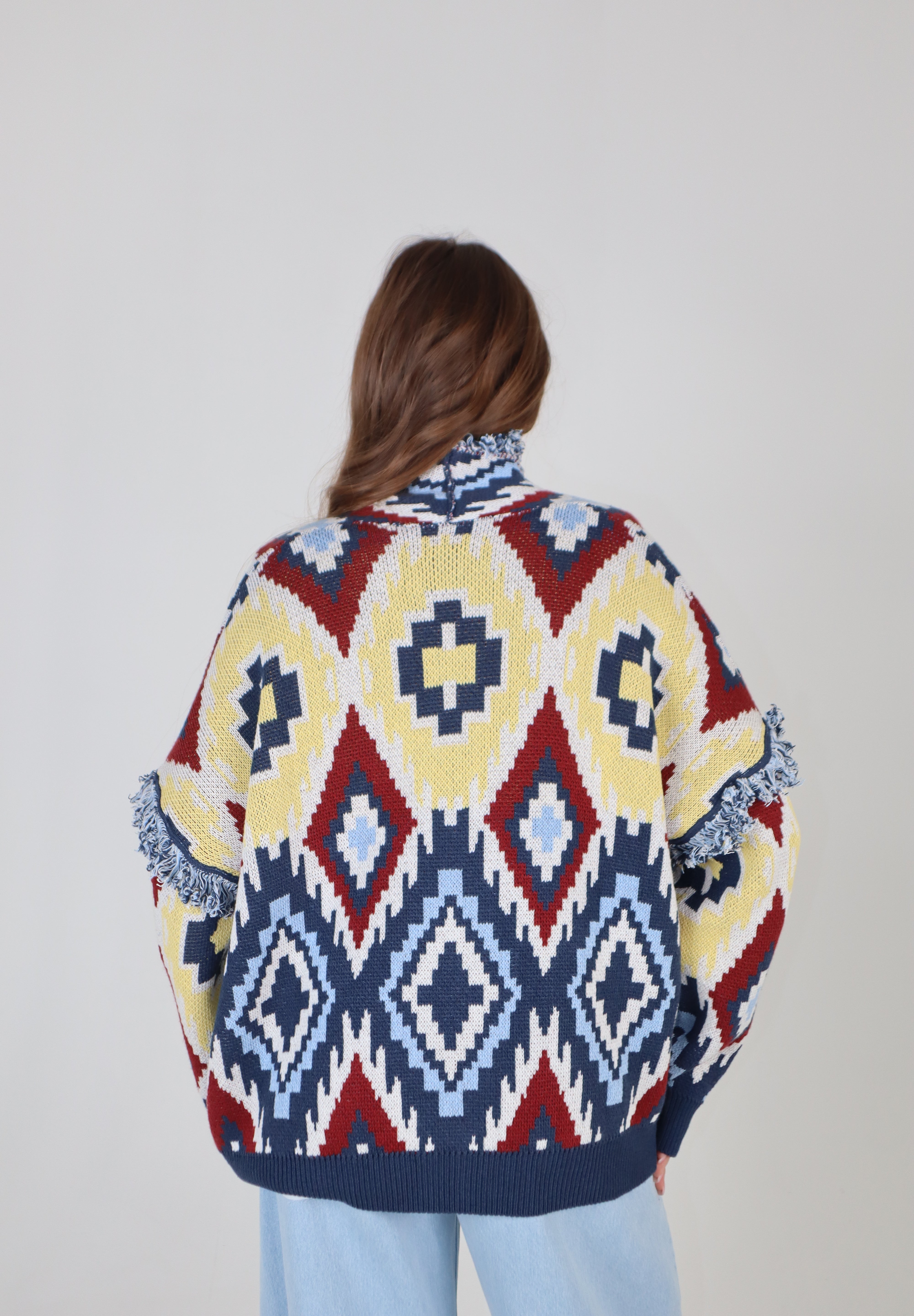 CARDIGAN ROMBI ALL OVER BLU