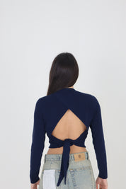 MAGLIA CROP ISA BLU