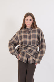 CAMICIA FOULARD CAMMELLO/MORO