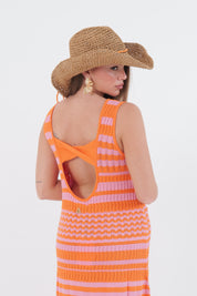 ABITO LACE ROSA E ARANCIO