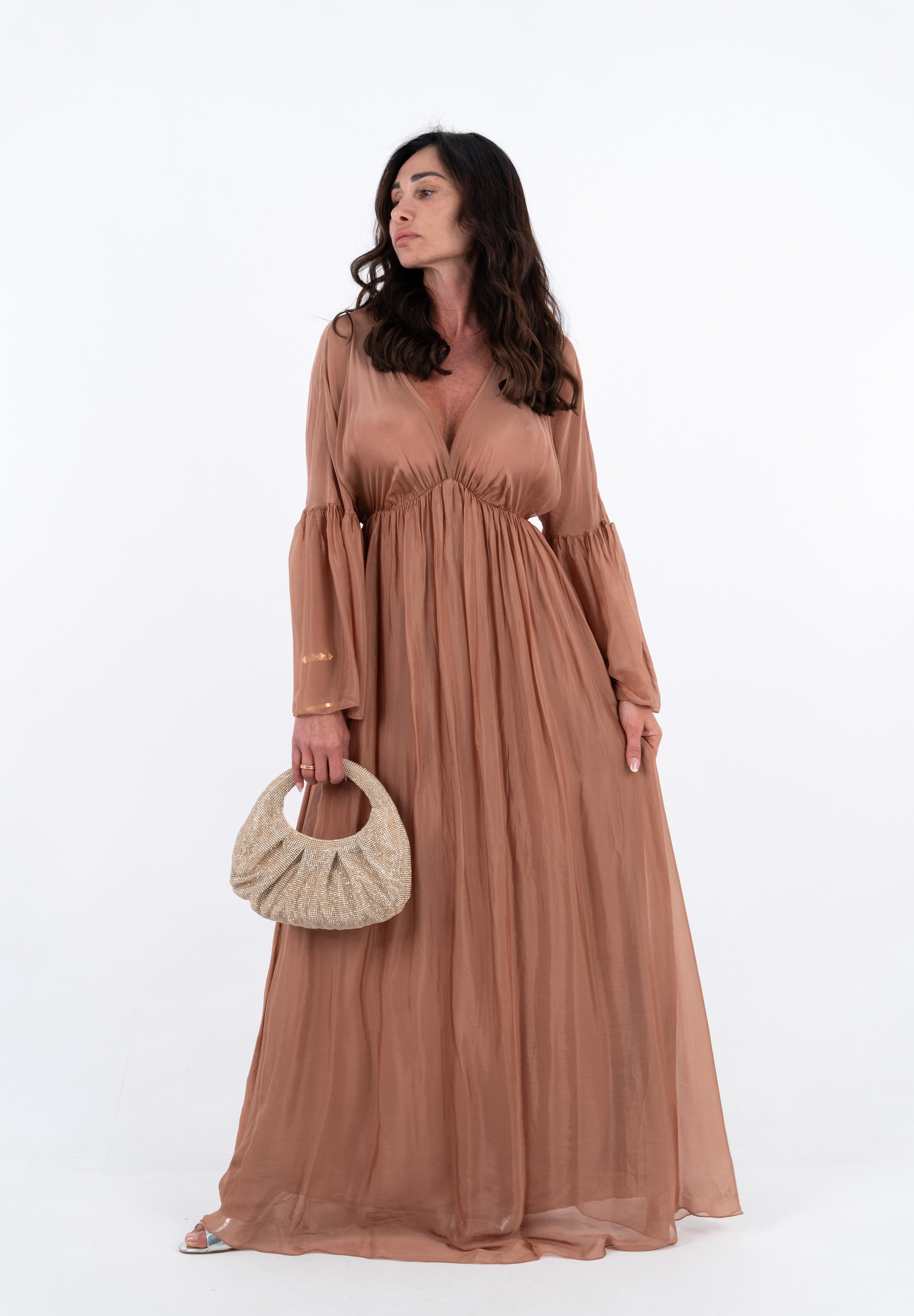 DRESS SETA CARAMELLO