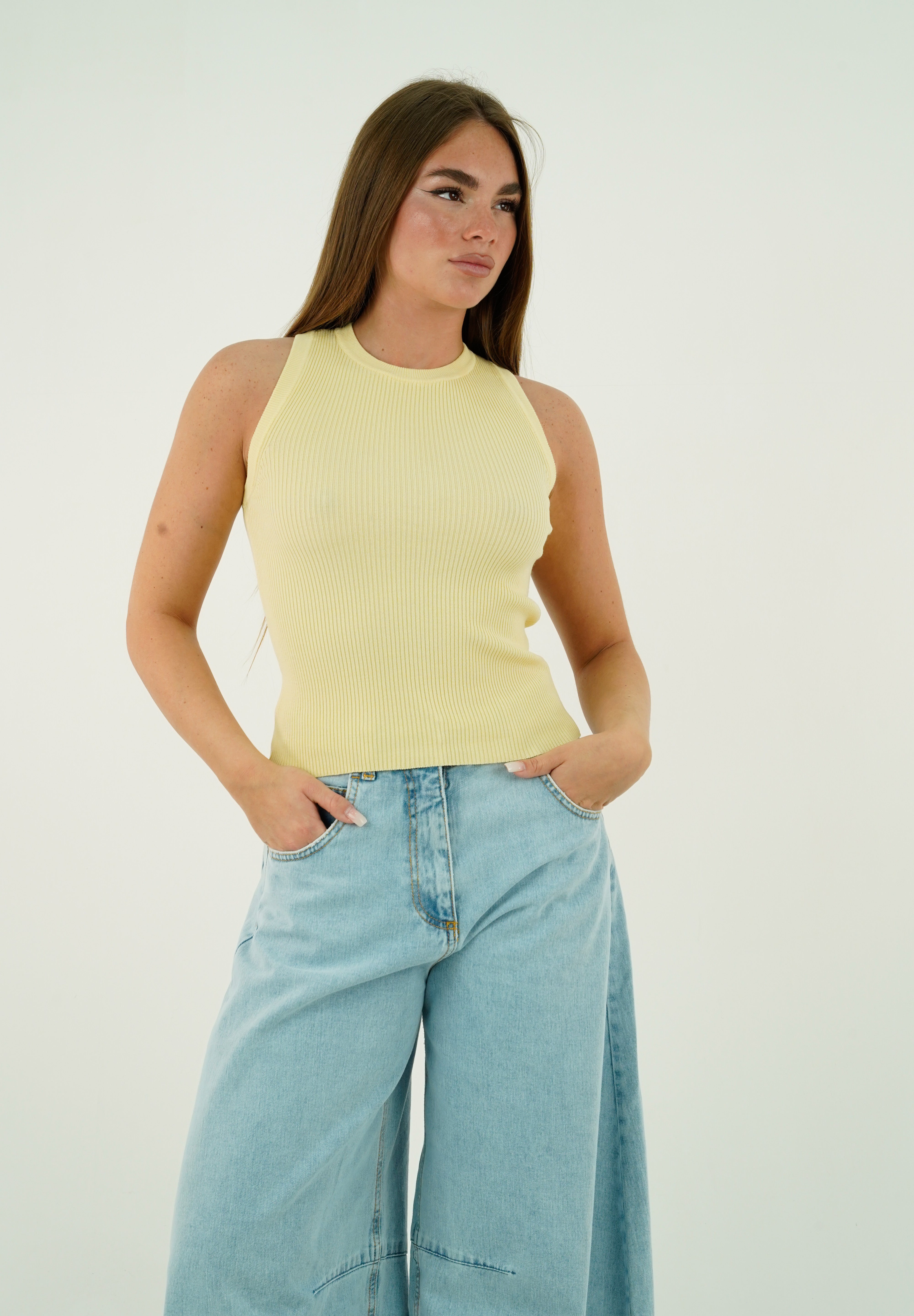 TOP GIROCOLLO GIALLO
