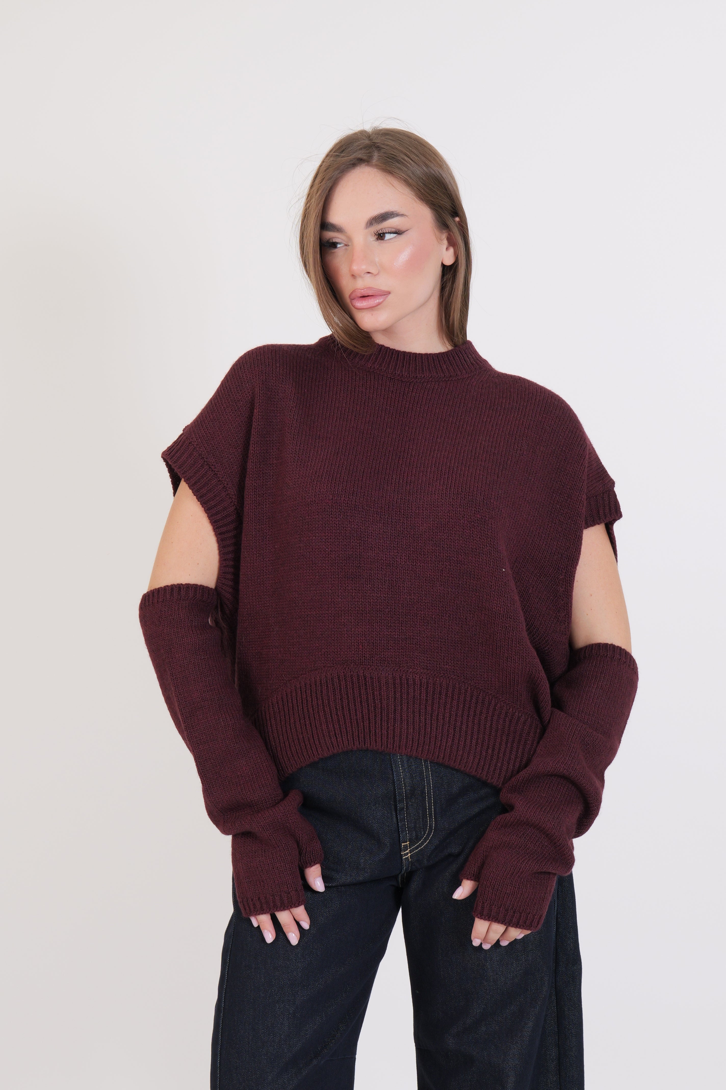 MAGLIA BORDEAUX MISTO LANA DIXIE