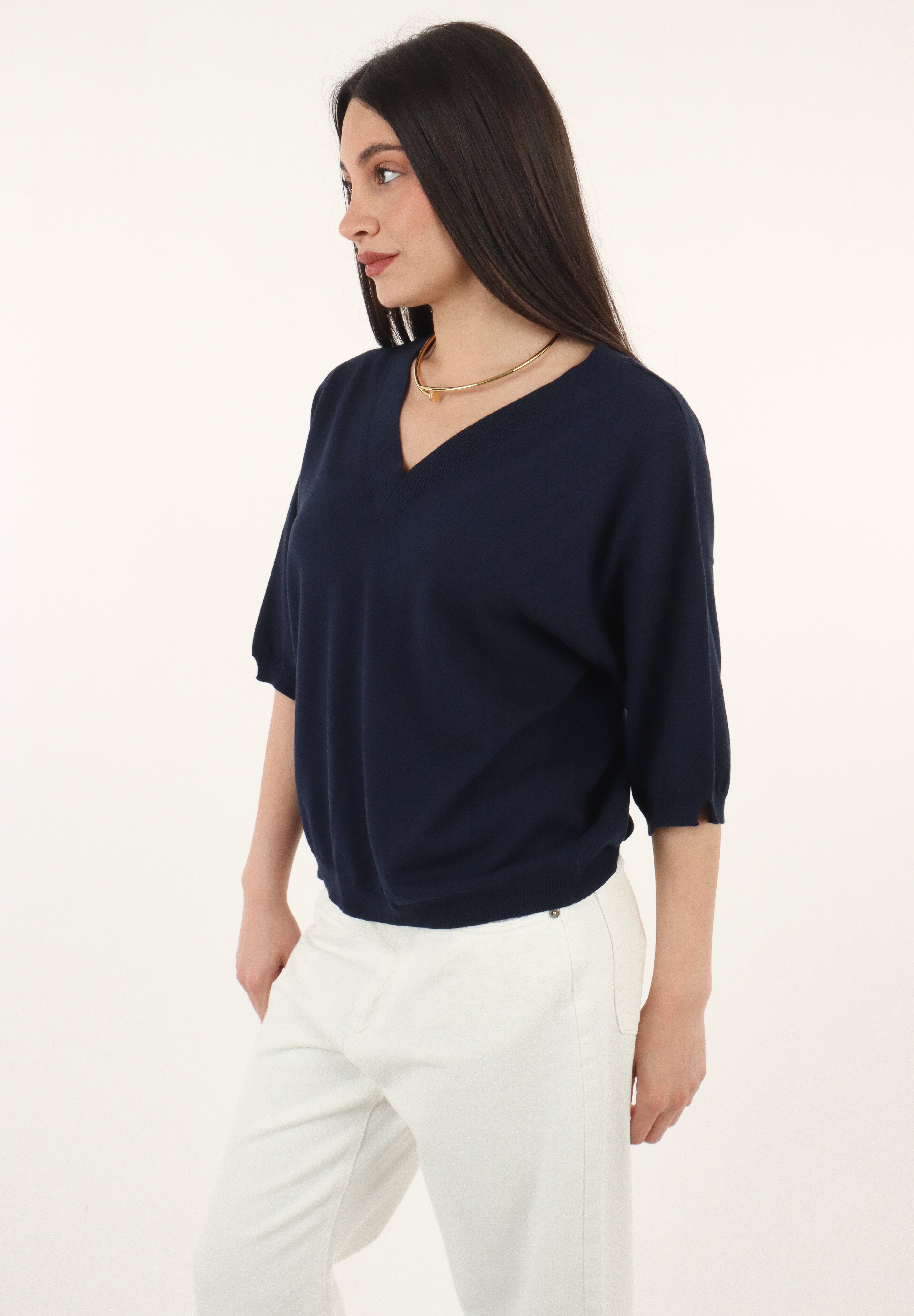 MAGLIA SCOLLO V BLU