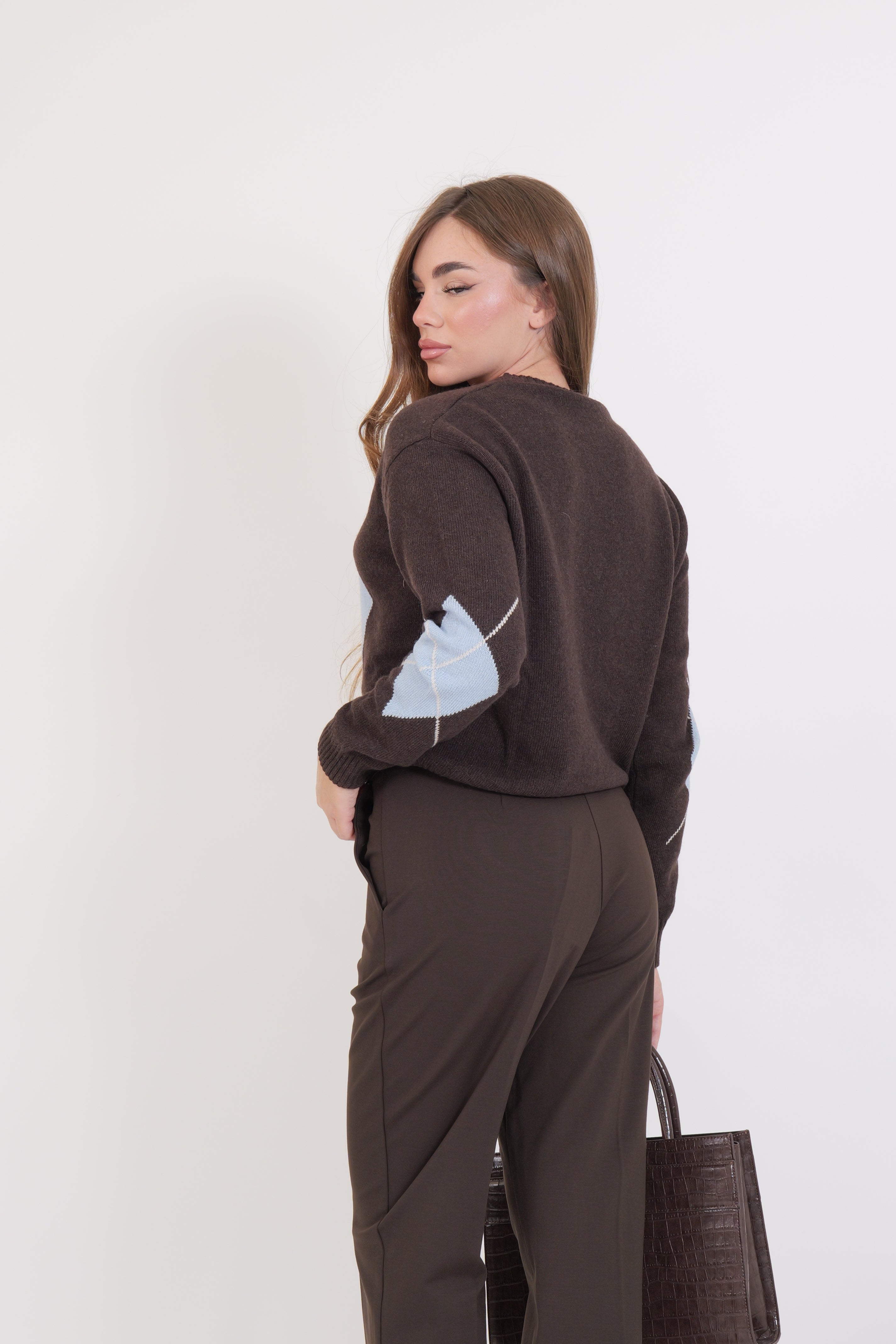 MAGLIONE ROMBI MORO/AZZURRO/ECRU