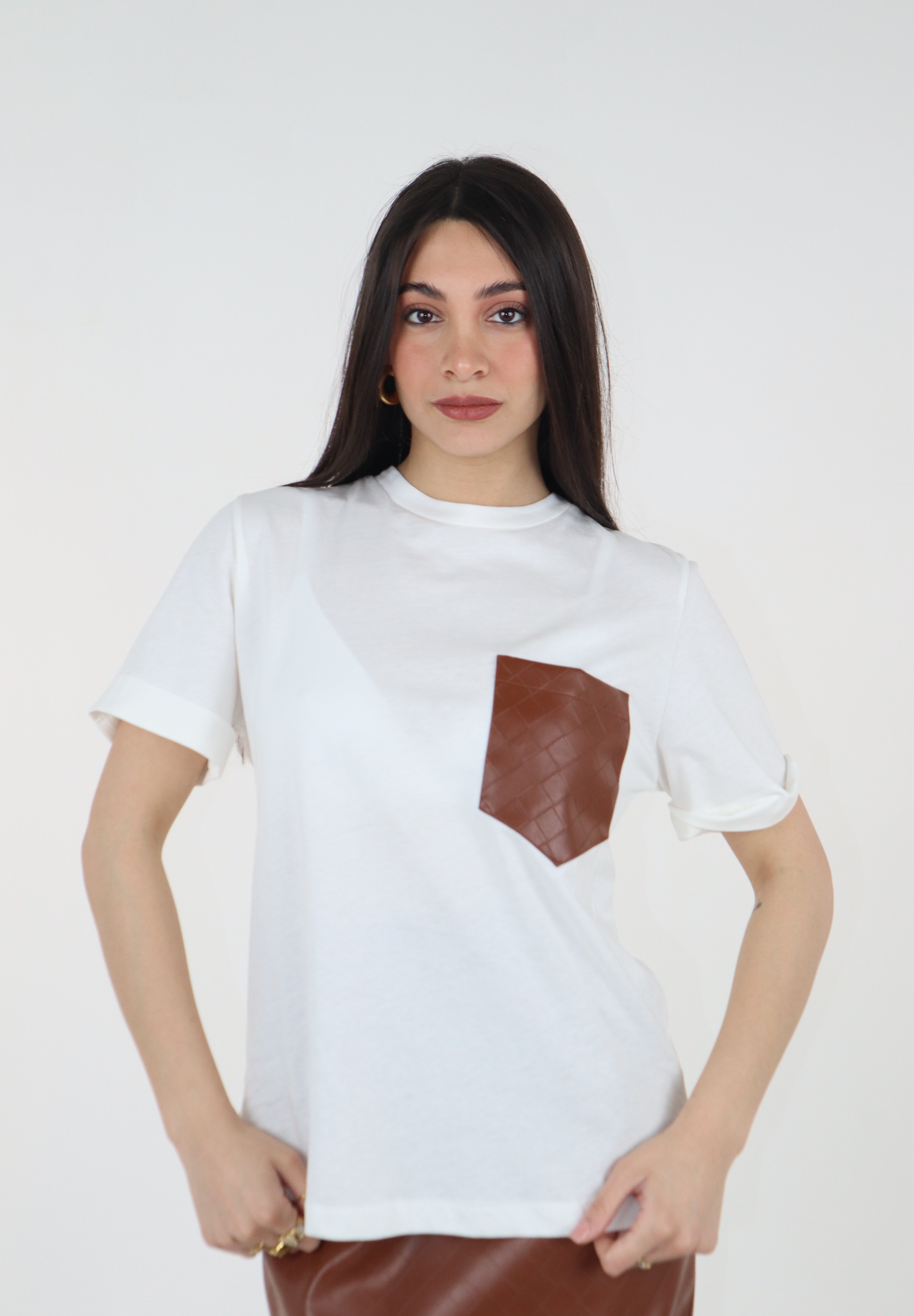 T-SHIRT  EVA NATURALE CUOIO