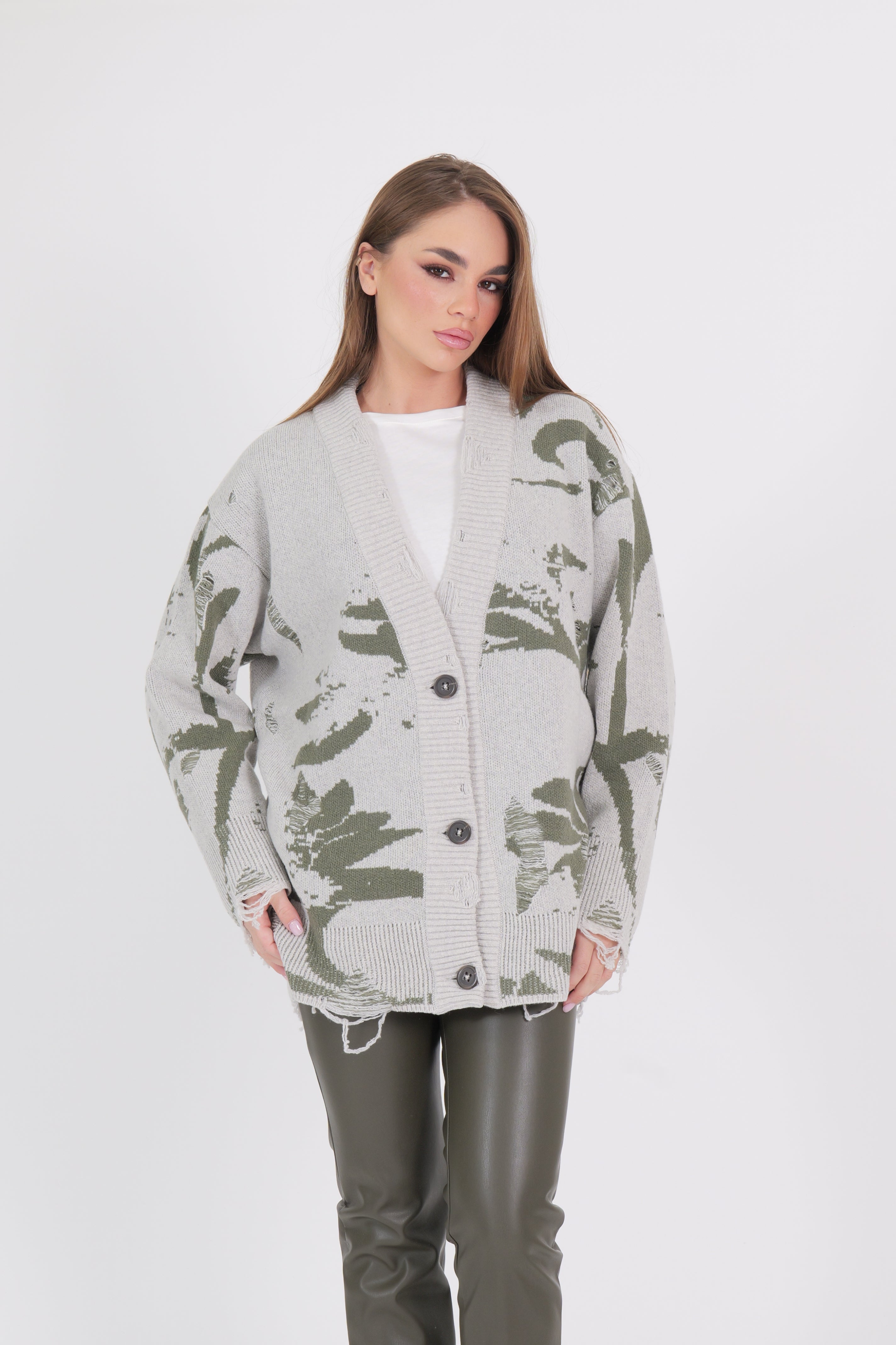 CARDIGAN AKEP VERDE/BIANCO