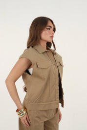 GILET SAFARI TABACCO