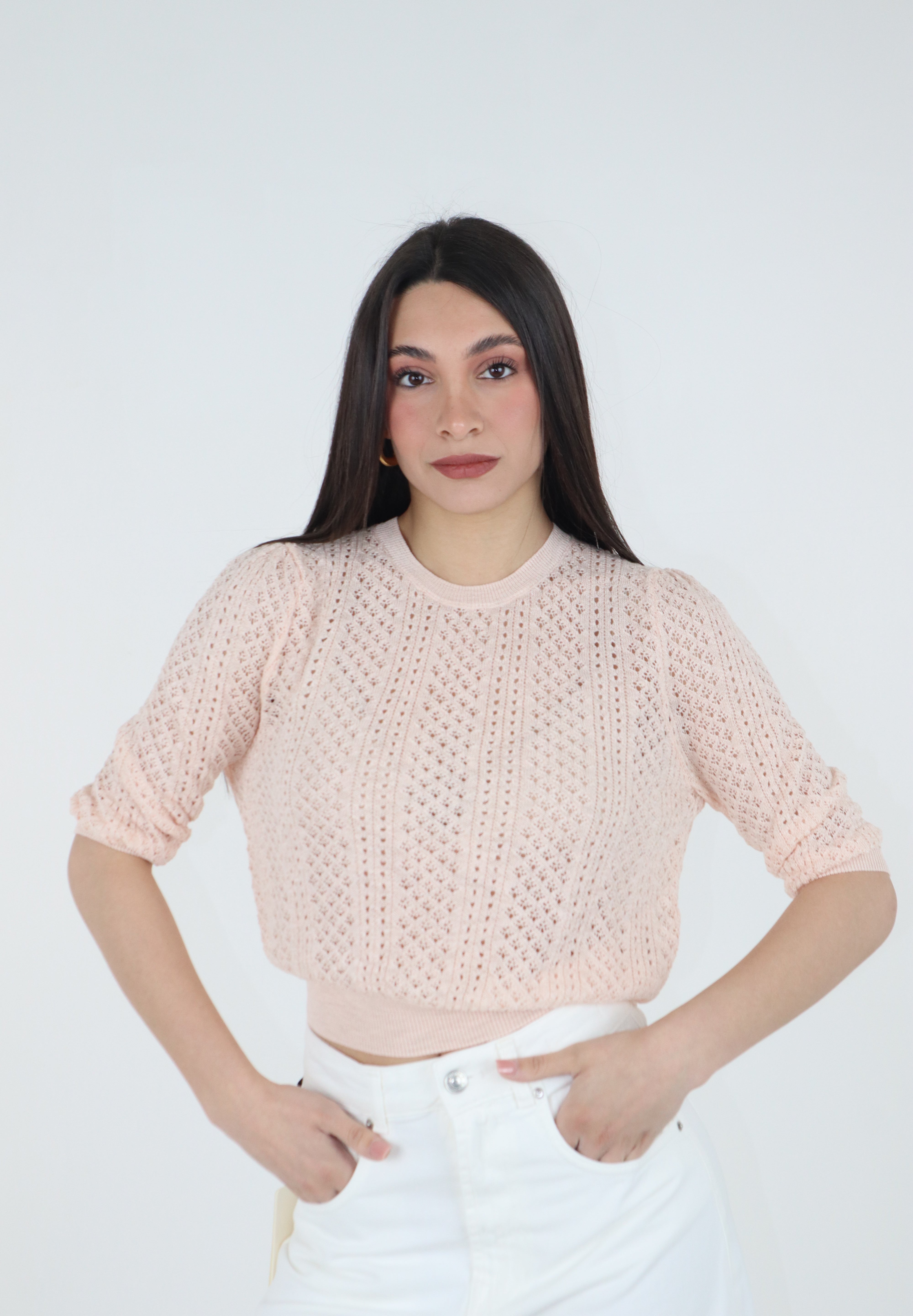 MAGLIA TRAFORATA ROSA