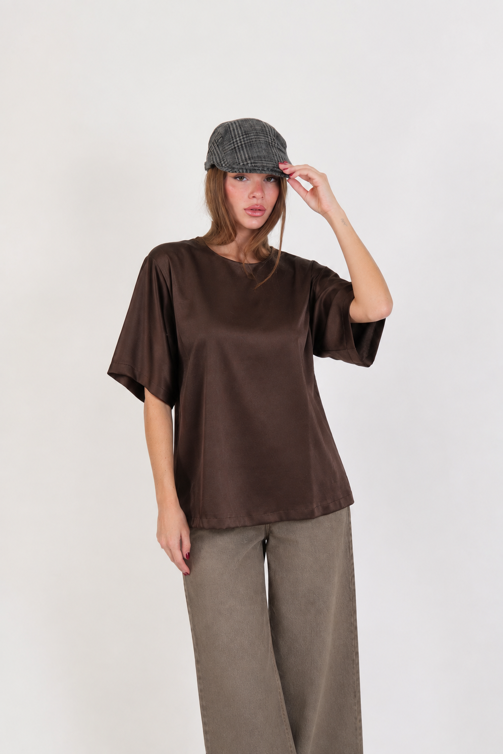 T-SHIRT SATIN SPALLINE MORO