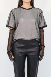 TULLE T-SHIRT WITH SLEEVES