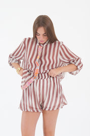 CAMICIA PANNA/CUOIO