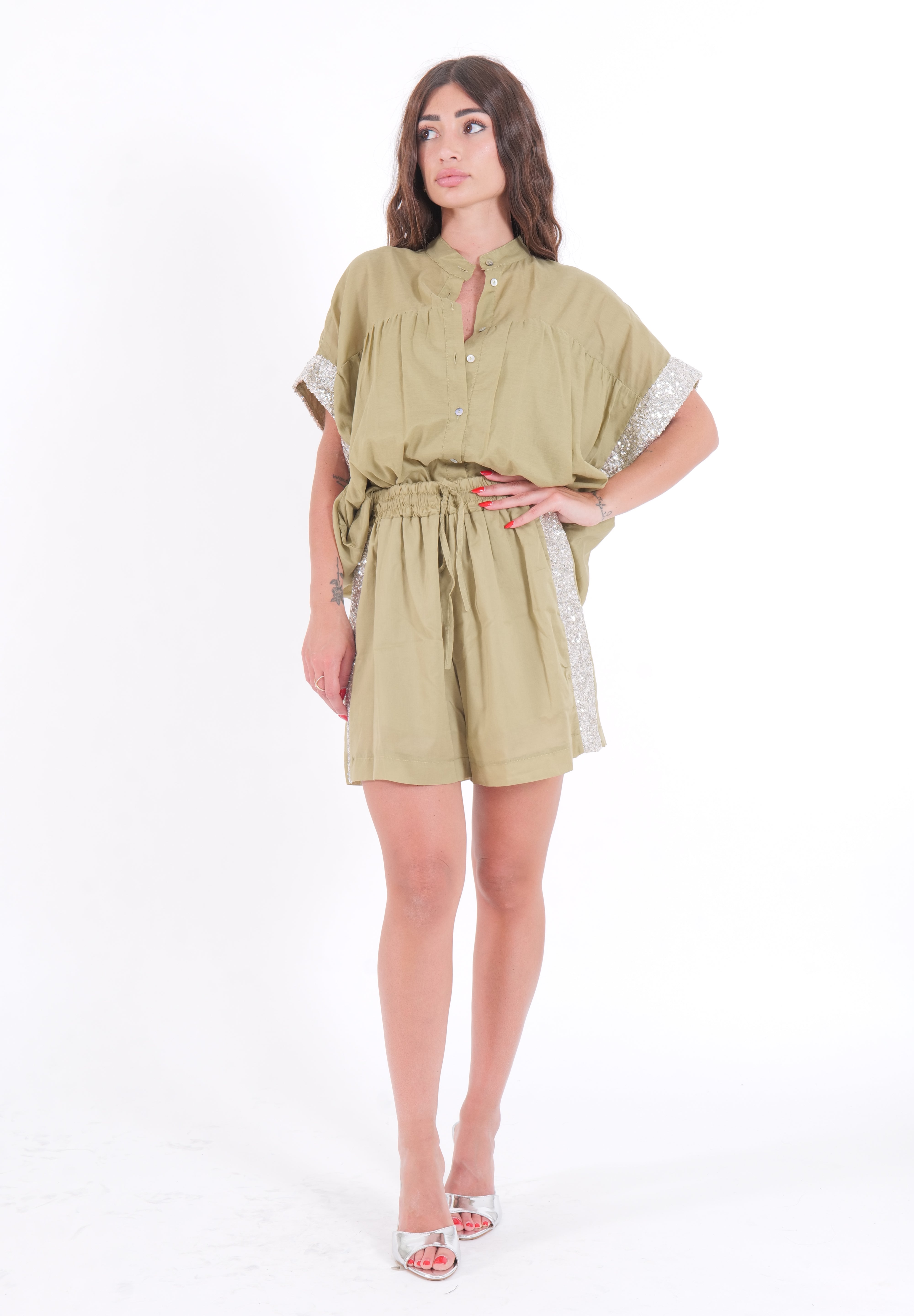 CAMICIA PAILLETTES SALVIA
