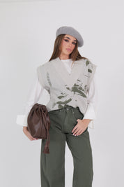 PULLOVER SMANICATO VERDE/BIANCO
