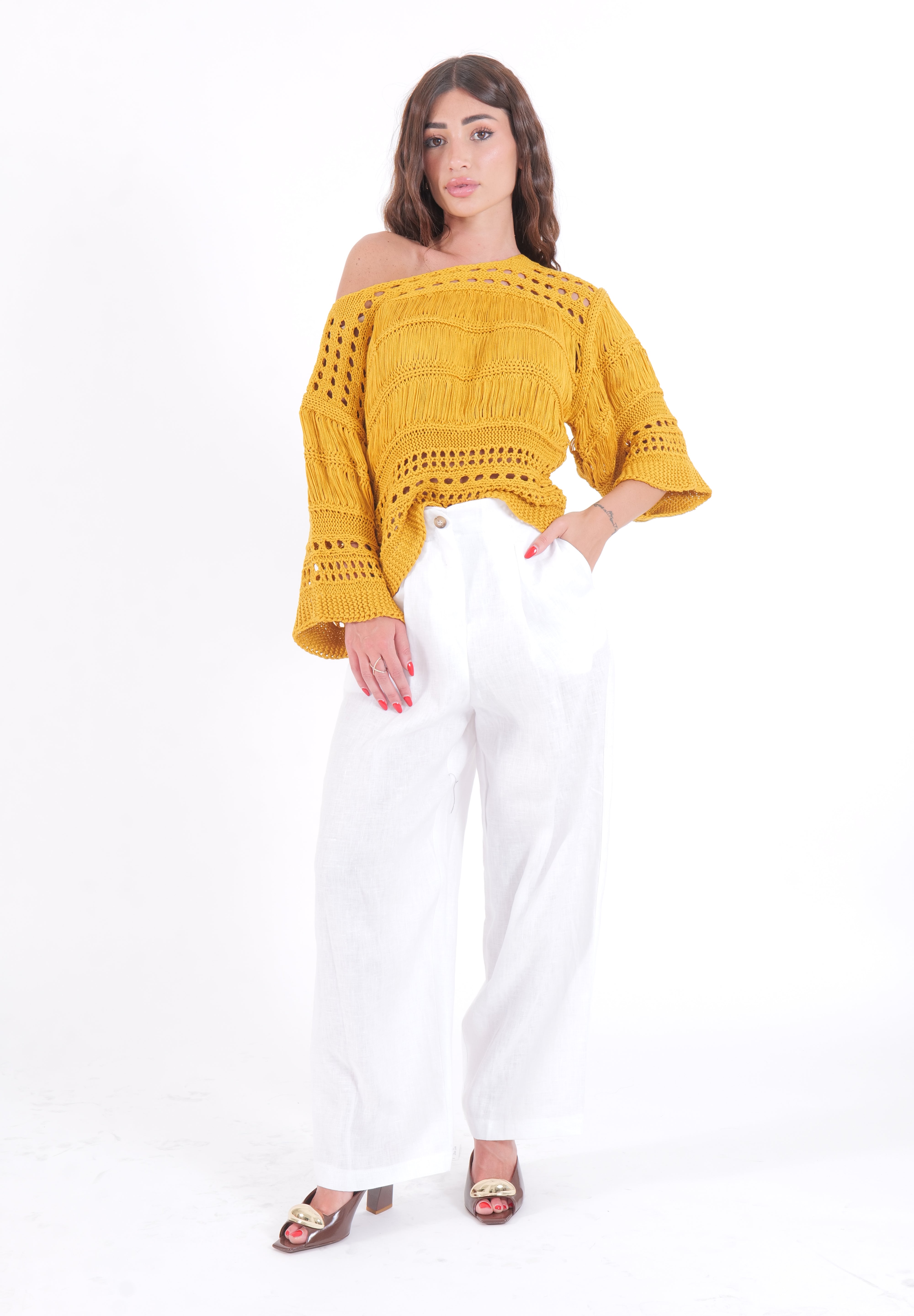 MAGLIA PERFORATED VICOLO SENAPE