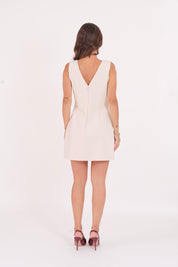 RIBBON DRESS TARA ALMOND