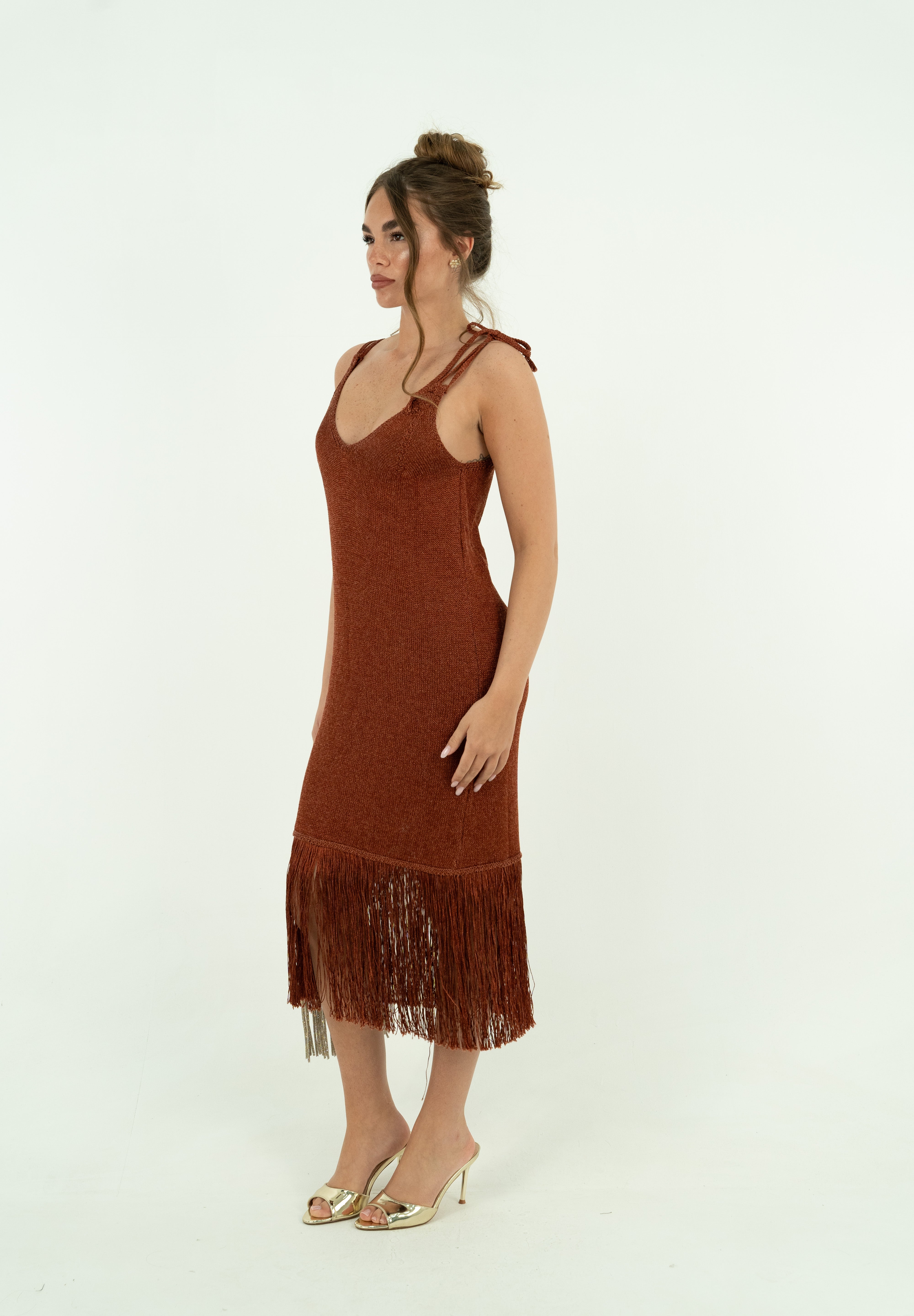 MINI DRESS CON FRANGE RAME