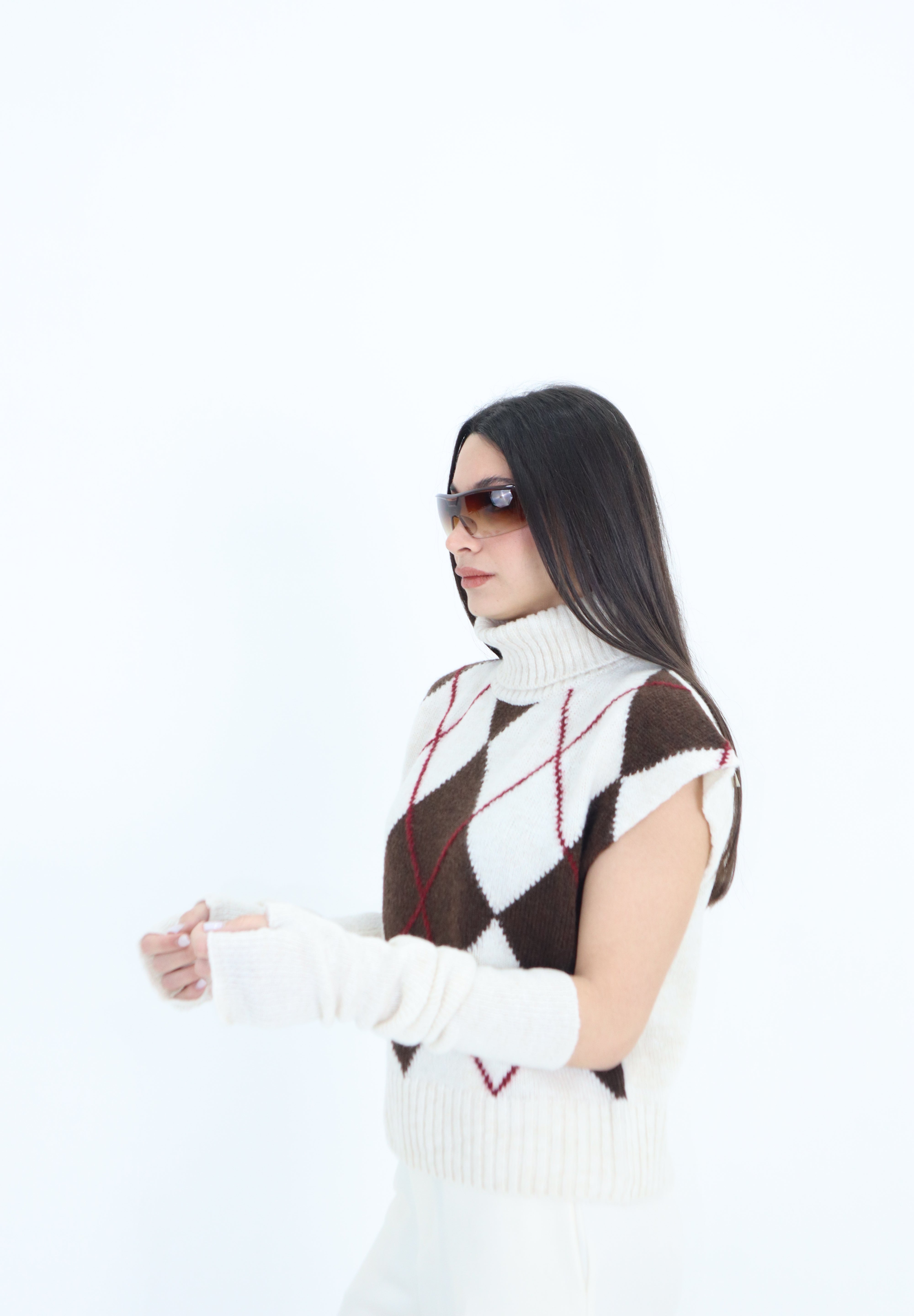 GILET COLLO ALTO ROMBI