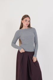 MAGLIA COSTINA MANICA LUNGA GRIGIO