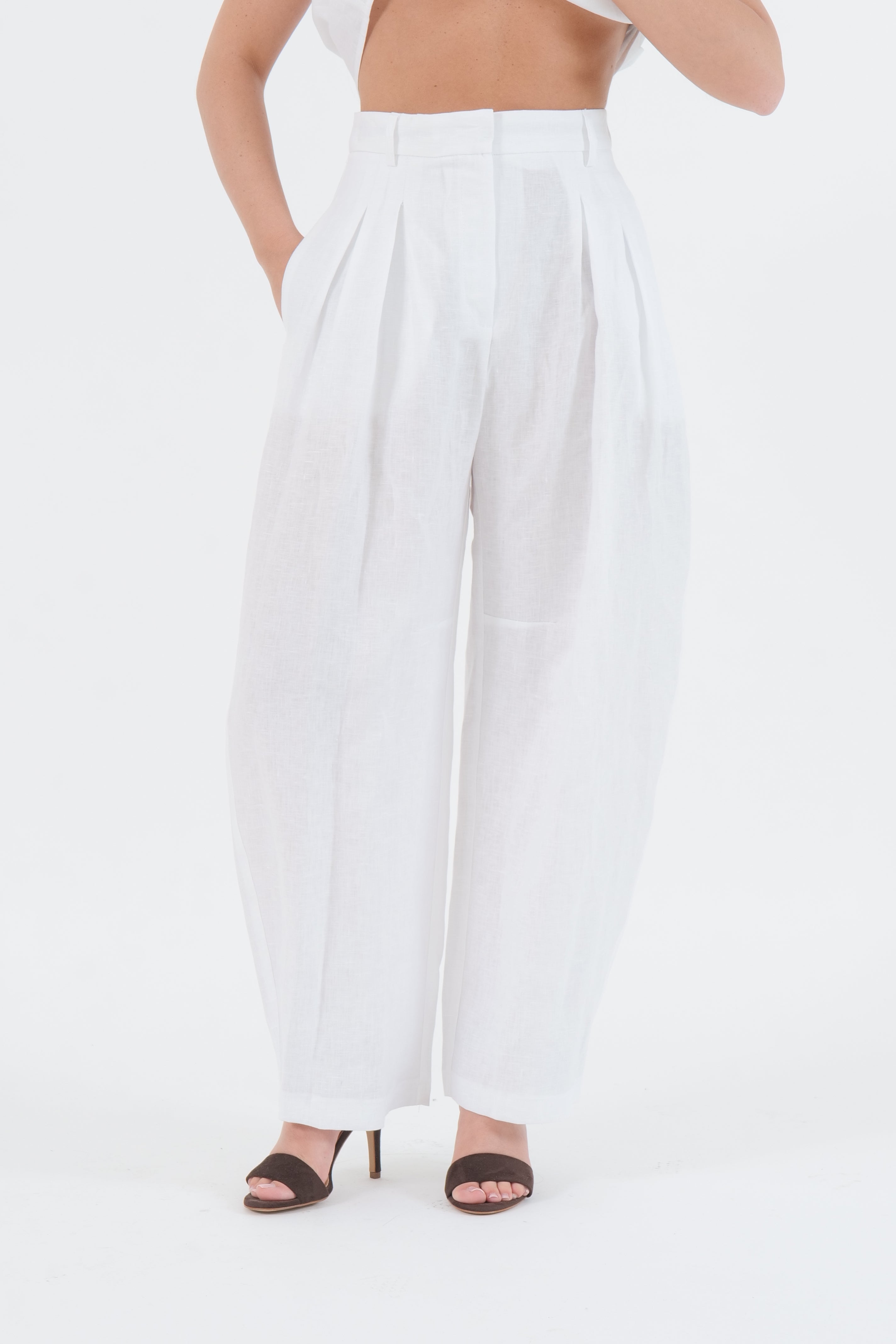 PANTALONE LINO BIANCO