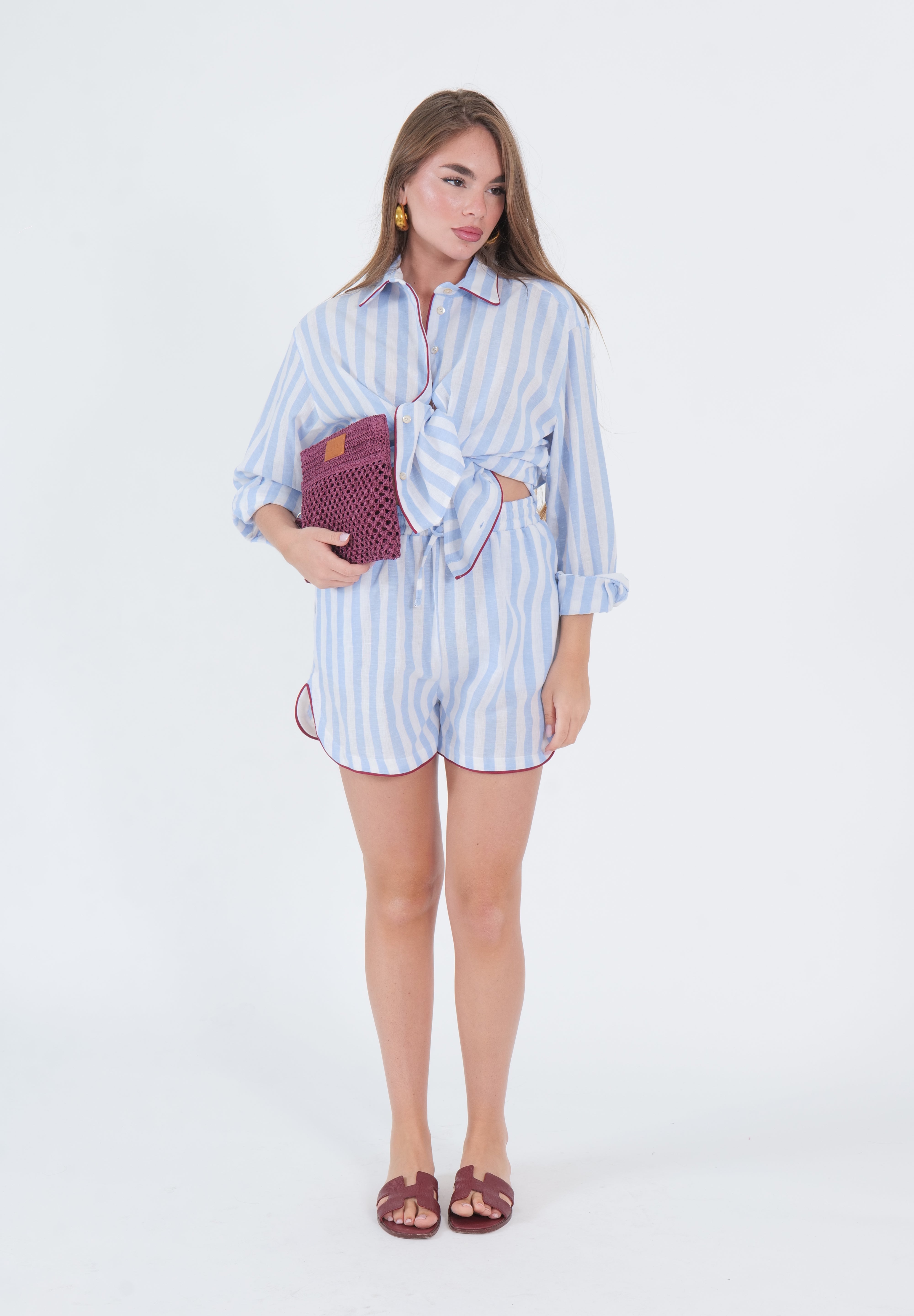 SHORTS MISTO LINO RIGHE