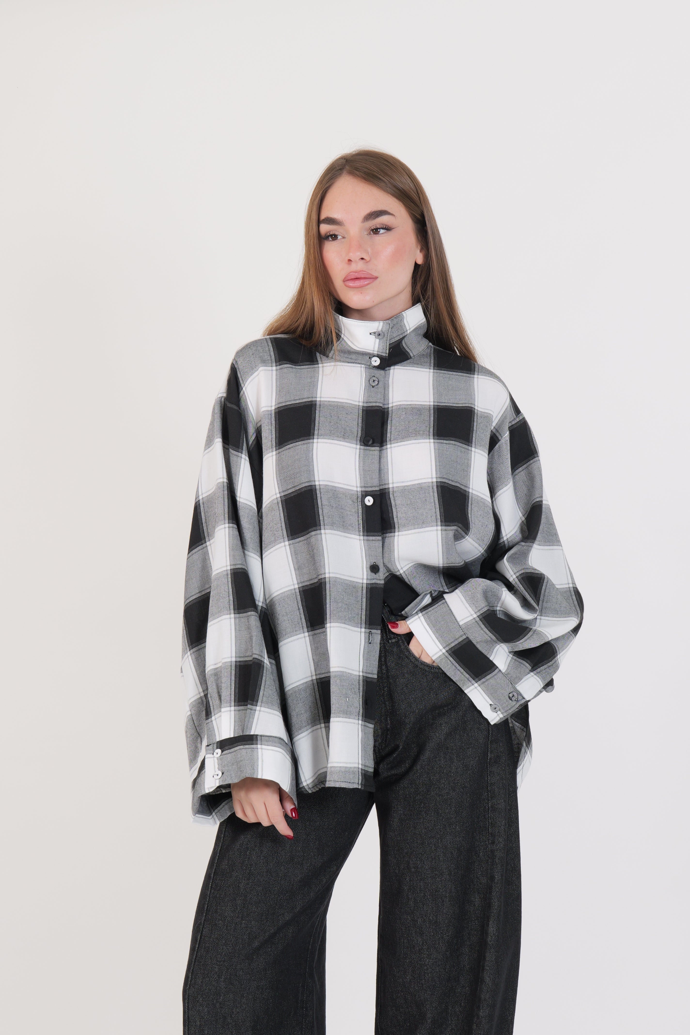 CAMICIA QUADRI BIANCO/NERA/GRIGIO