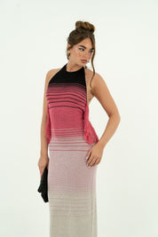 ABITO LUNGO LUREX ROSA