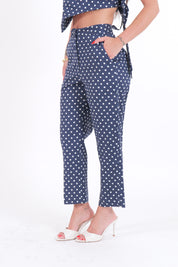 PANTALONI CAPRI POIS BLU