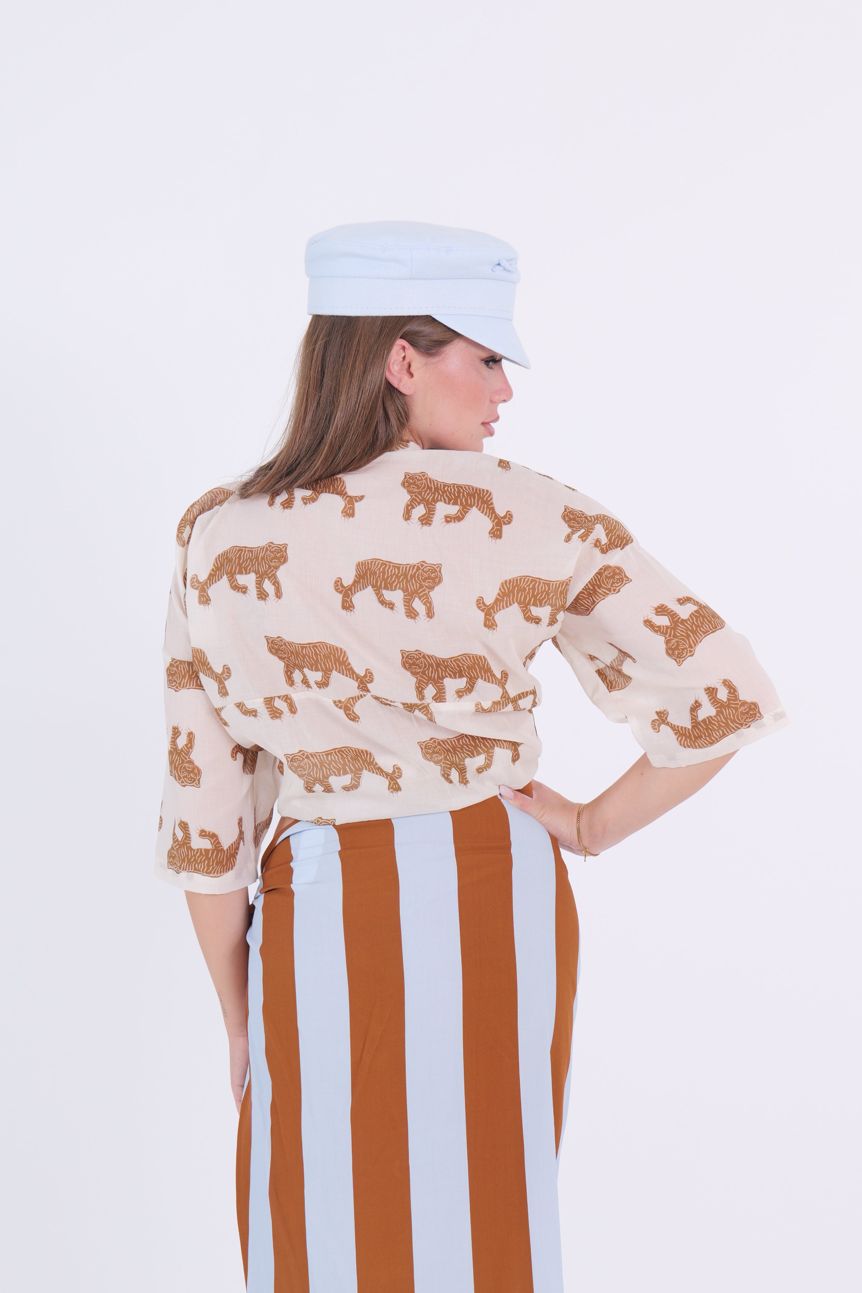 CAMICIA TIGRE PANNA/TABACCO