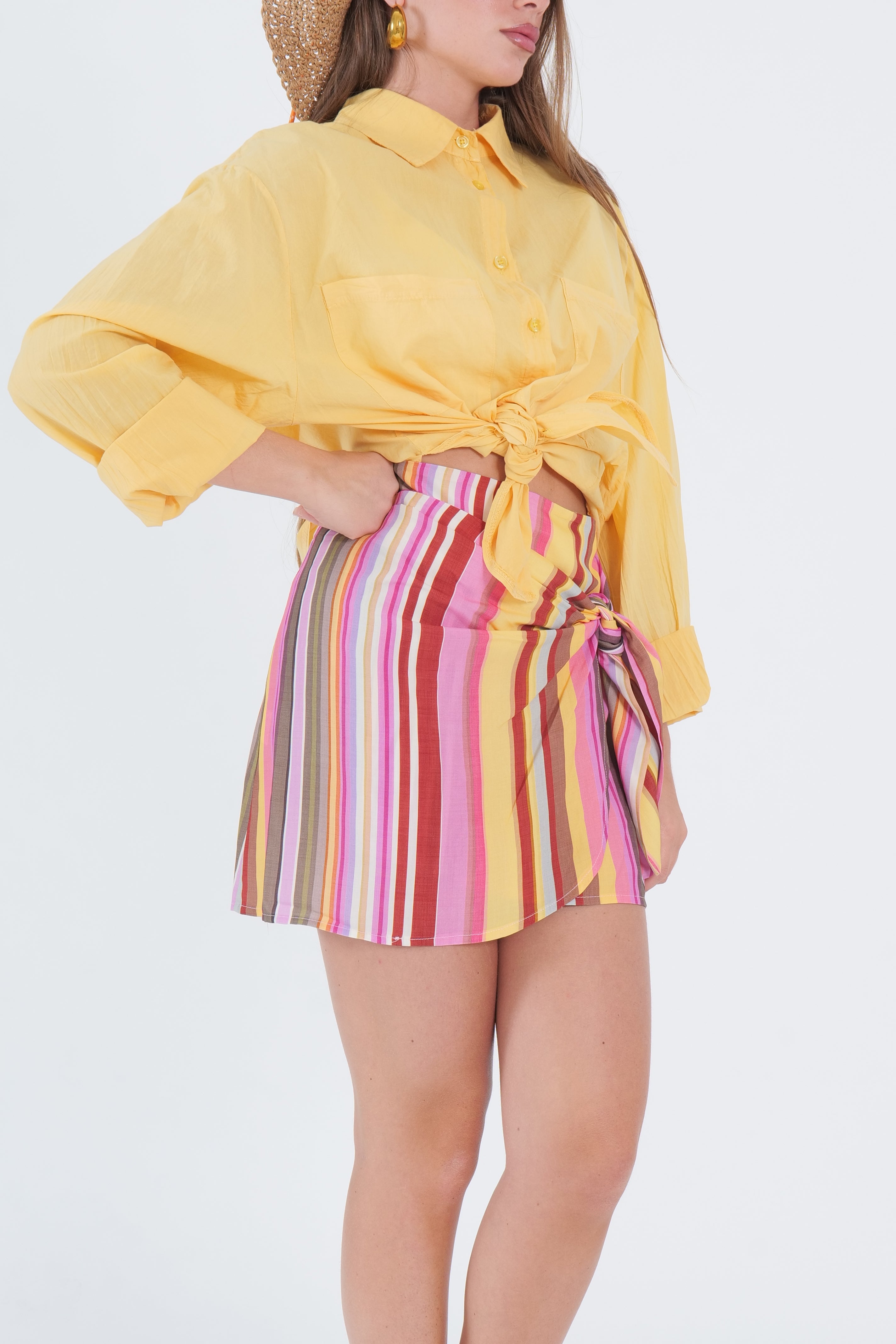 MINI GONNA PAREO RIGHE MULTICOLOR