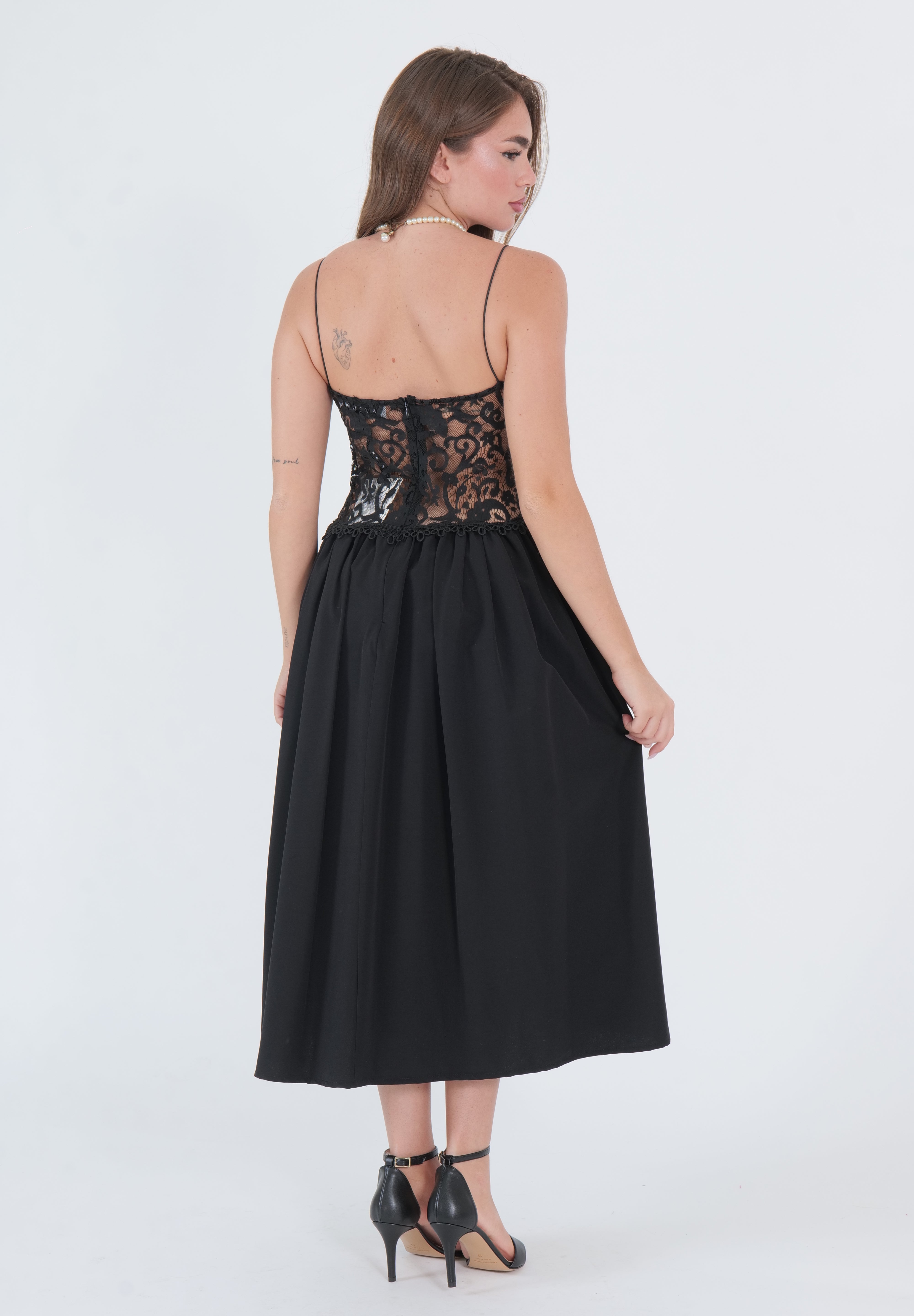 DRESS PIZZO BLACK
