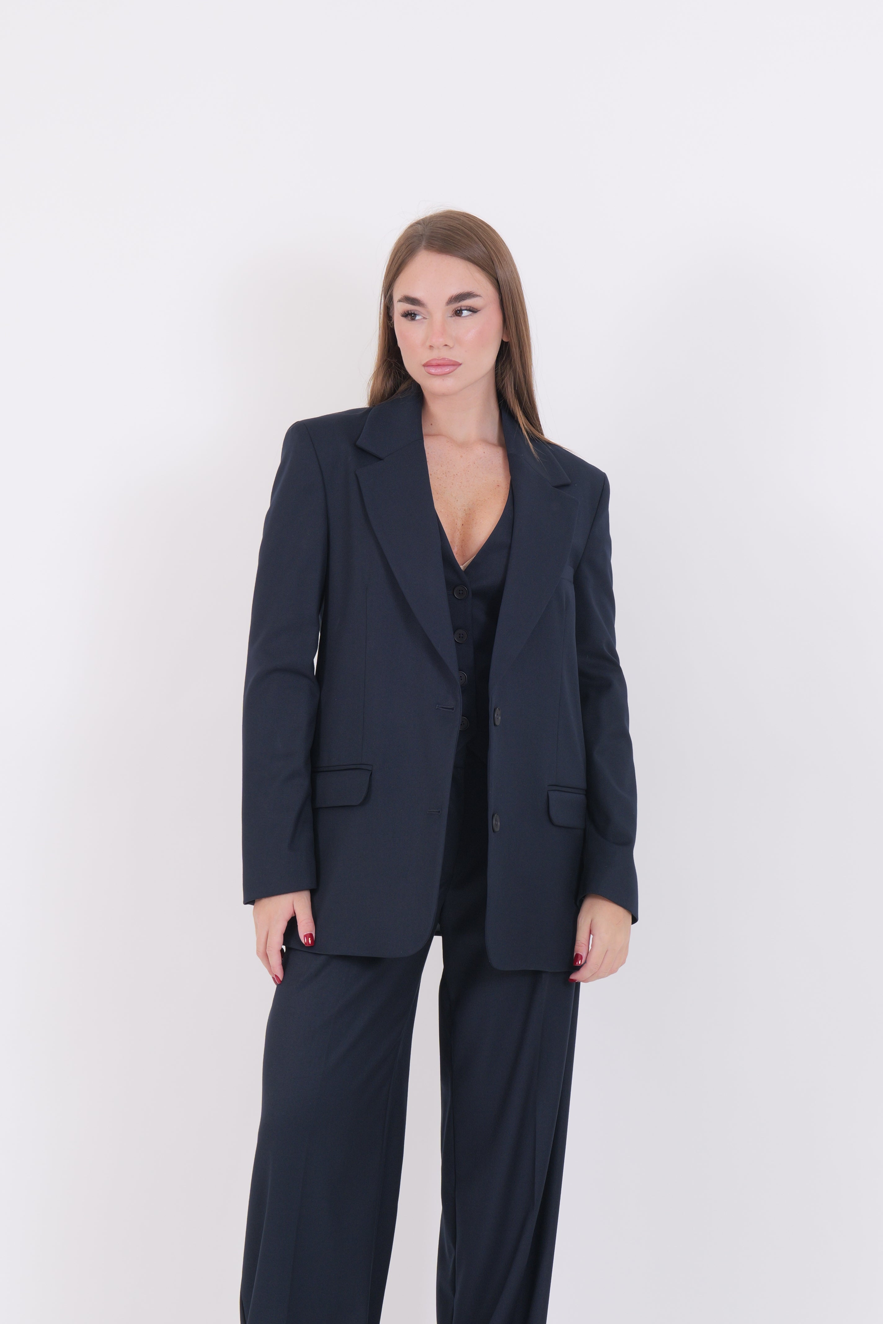 BLAZER MONOPETTO OVER BLU MAR DE MARGARITAS