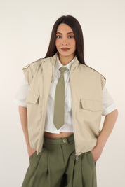 GILET LEATHER MILK