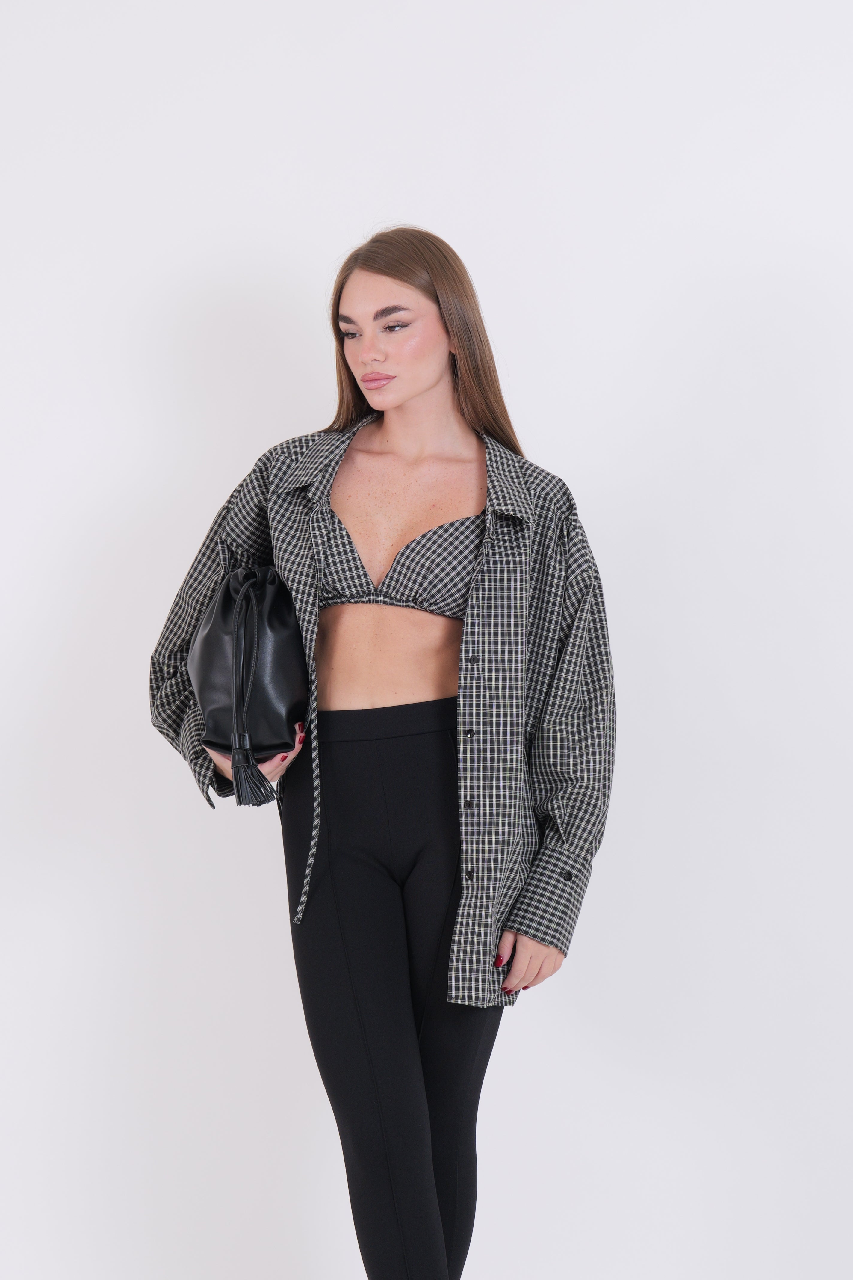 TWIN SET QUADRI NERO
