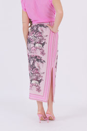 GONNA LUNGA FOULARD SAFARI ROSA