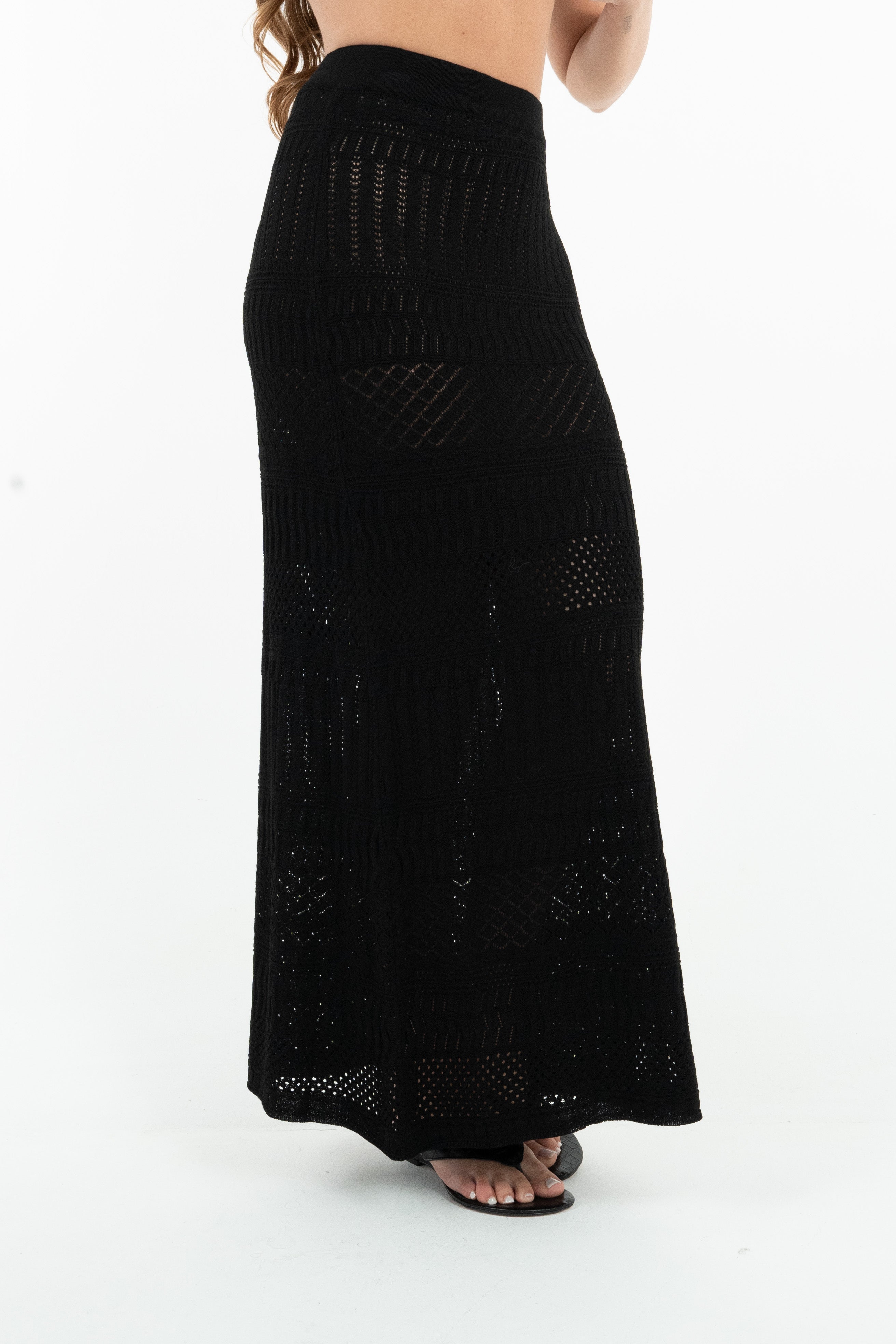 GONNA MAXI LACE NERA