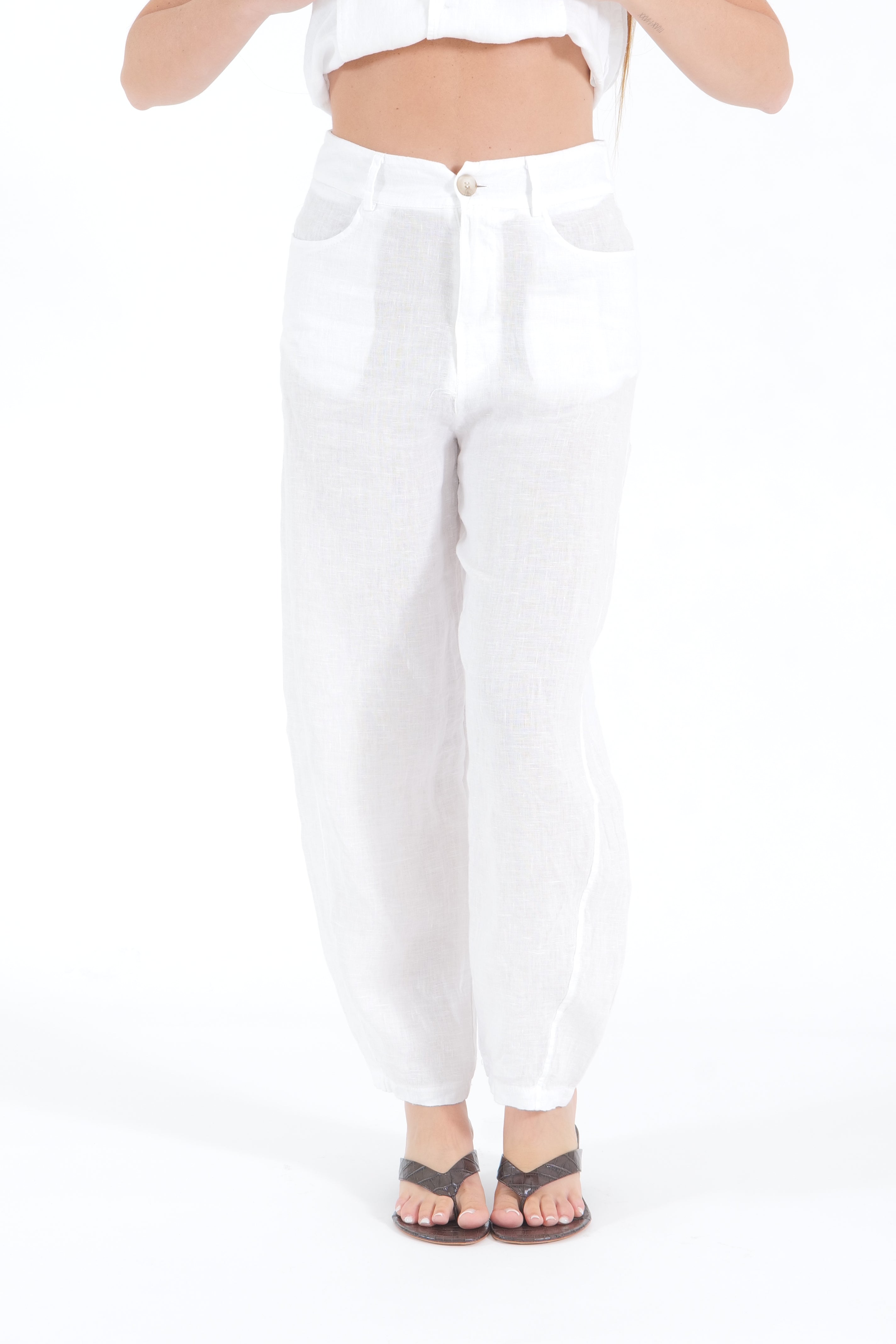 PANTALONE LINO BIANCO