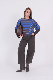 T-SHIRT ALA BLU/BIANCO/MORO