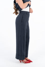 PANTALONE GESSATO BLU