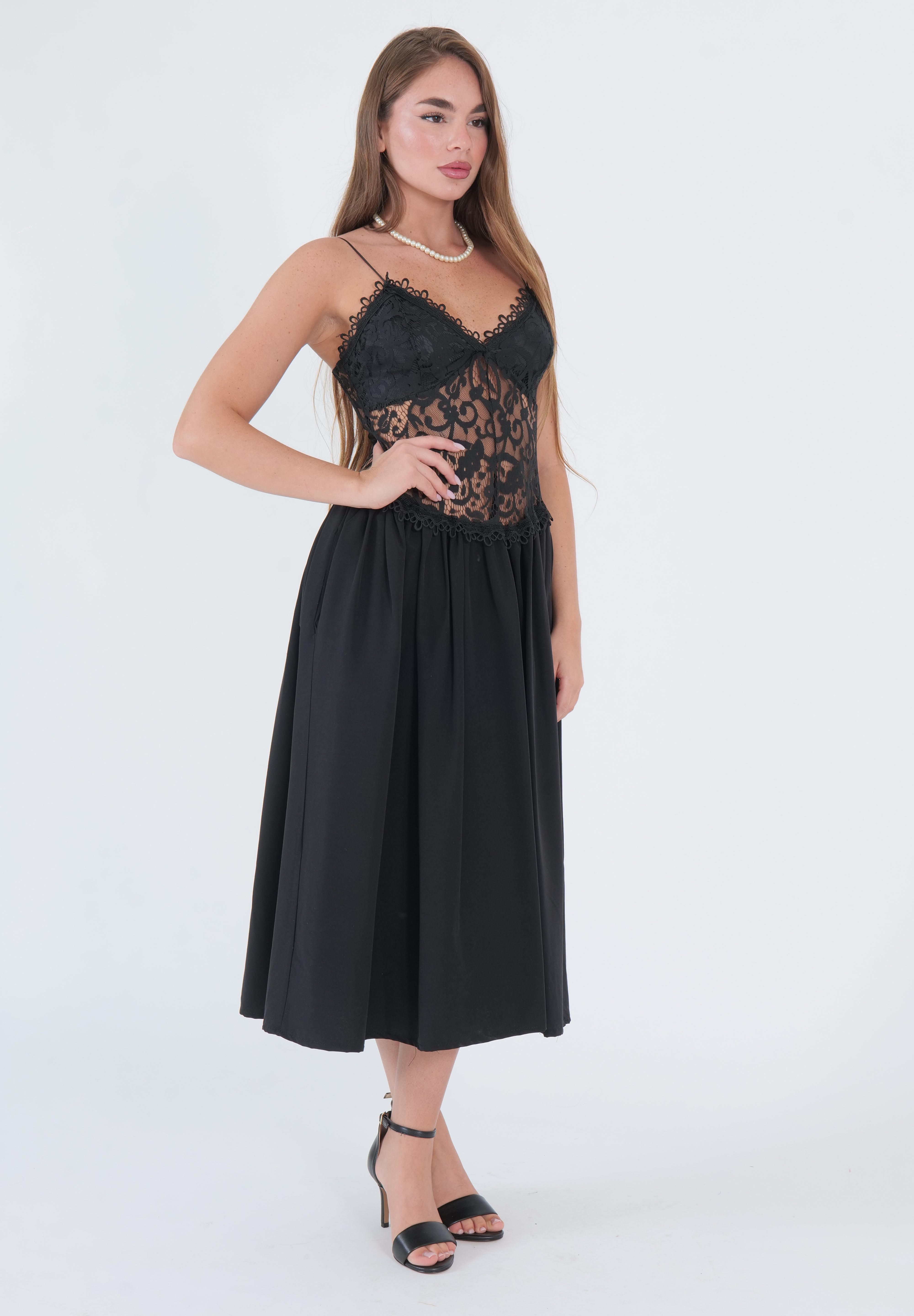 DRESS PIZZO BLACK