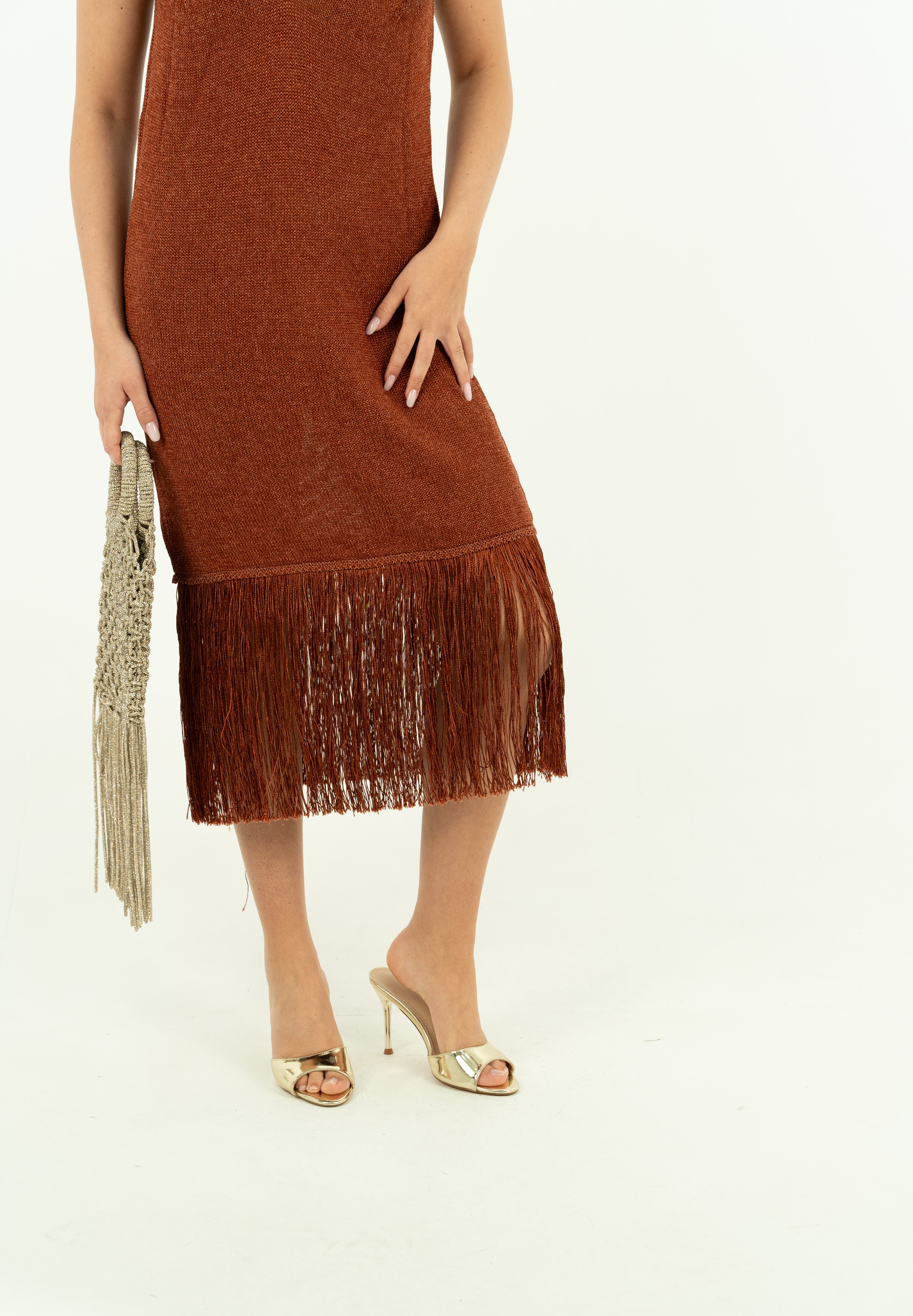 MINI DRESS CON FRANGE RAME