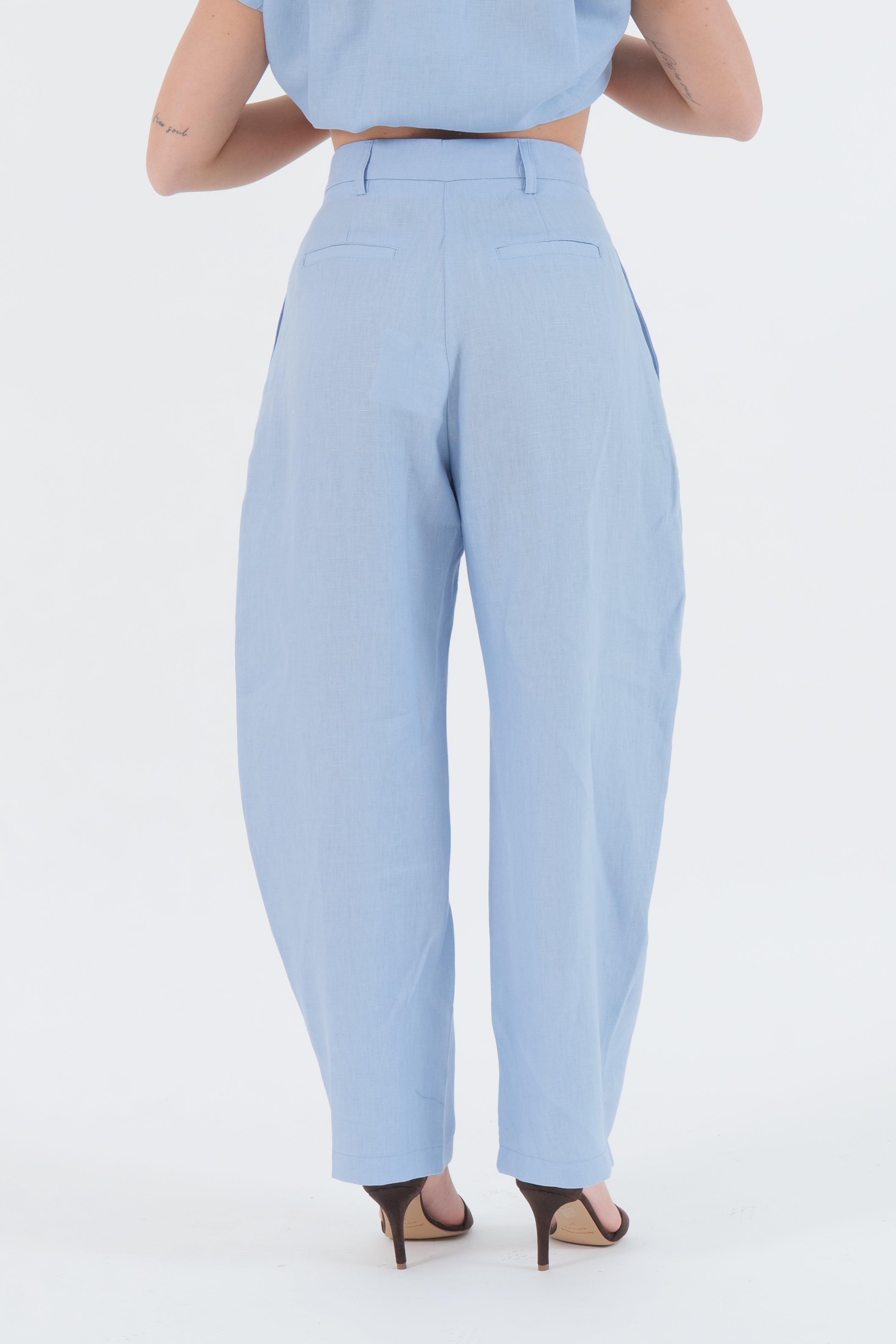 PANTALONE LINO AZZURRO