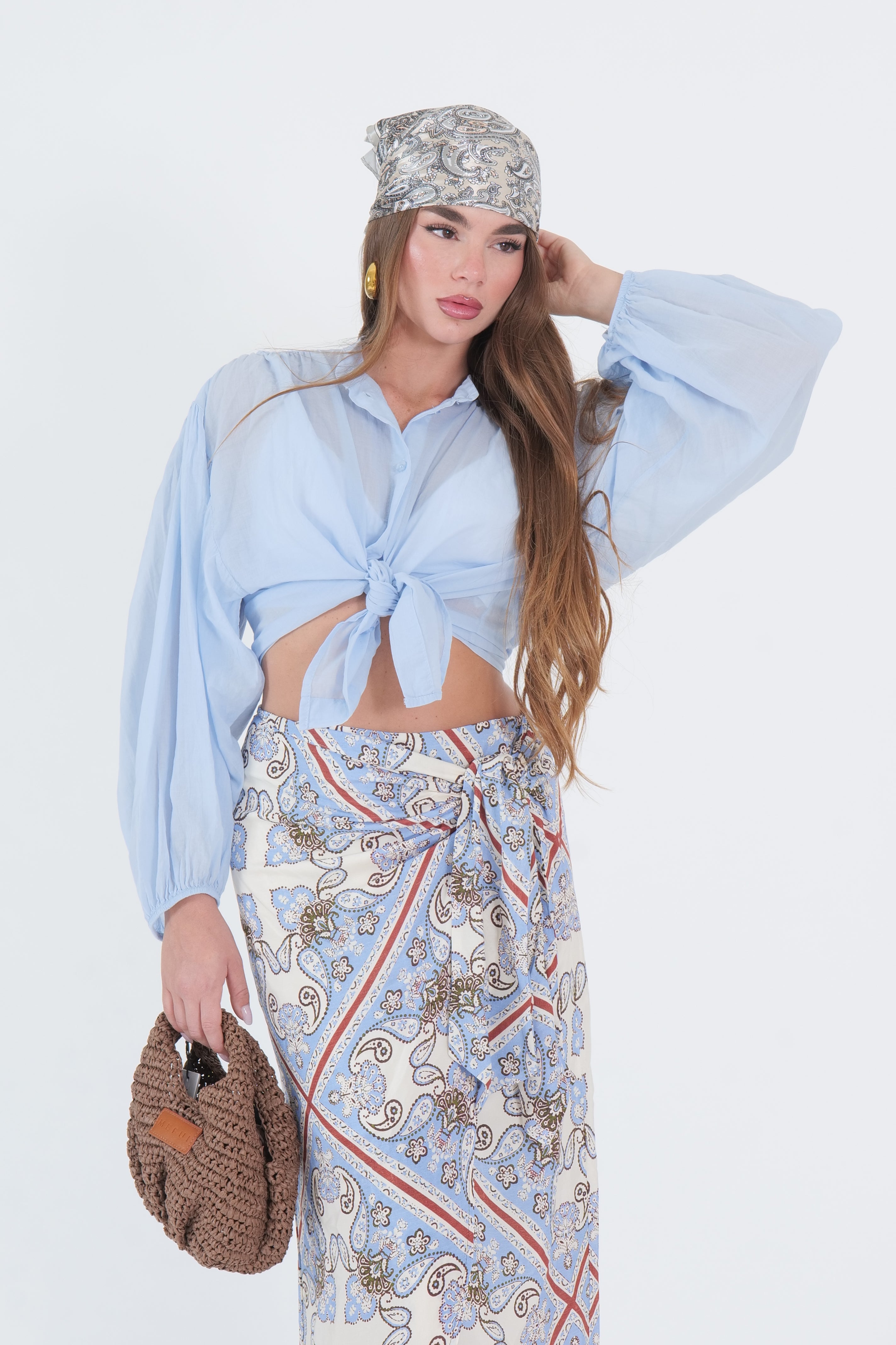 CAMICIA MUSSOLA AZZURRA