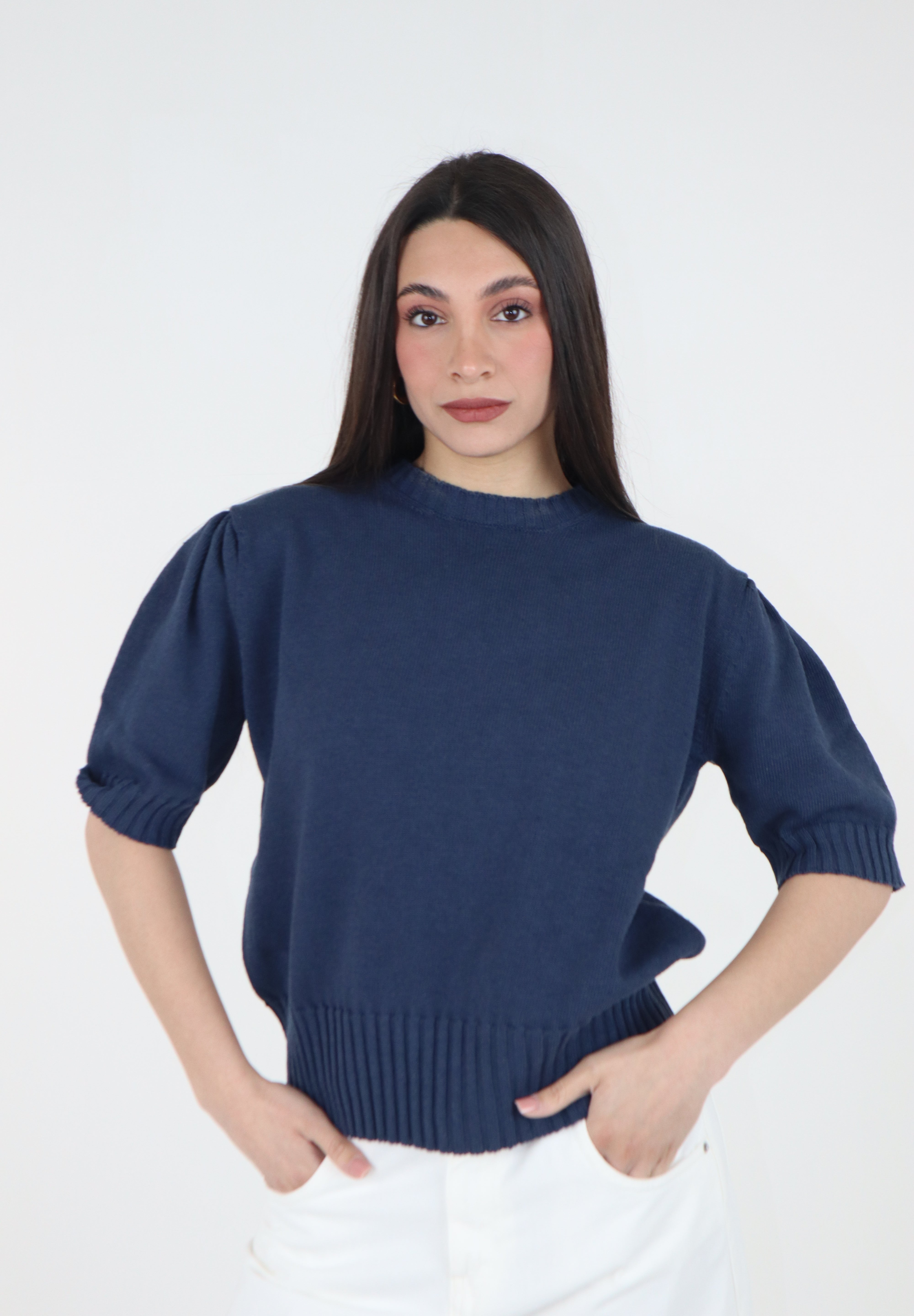 MAGLIA MEZZA MANICA SBUFFO BLU NAVY